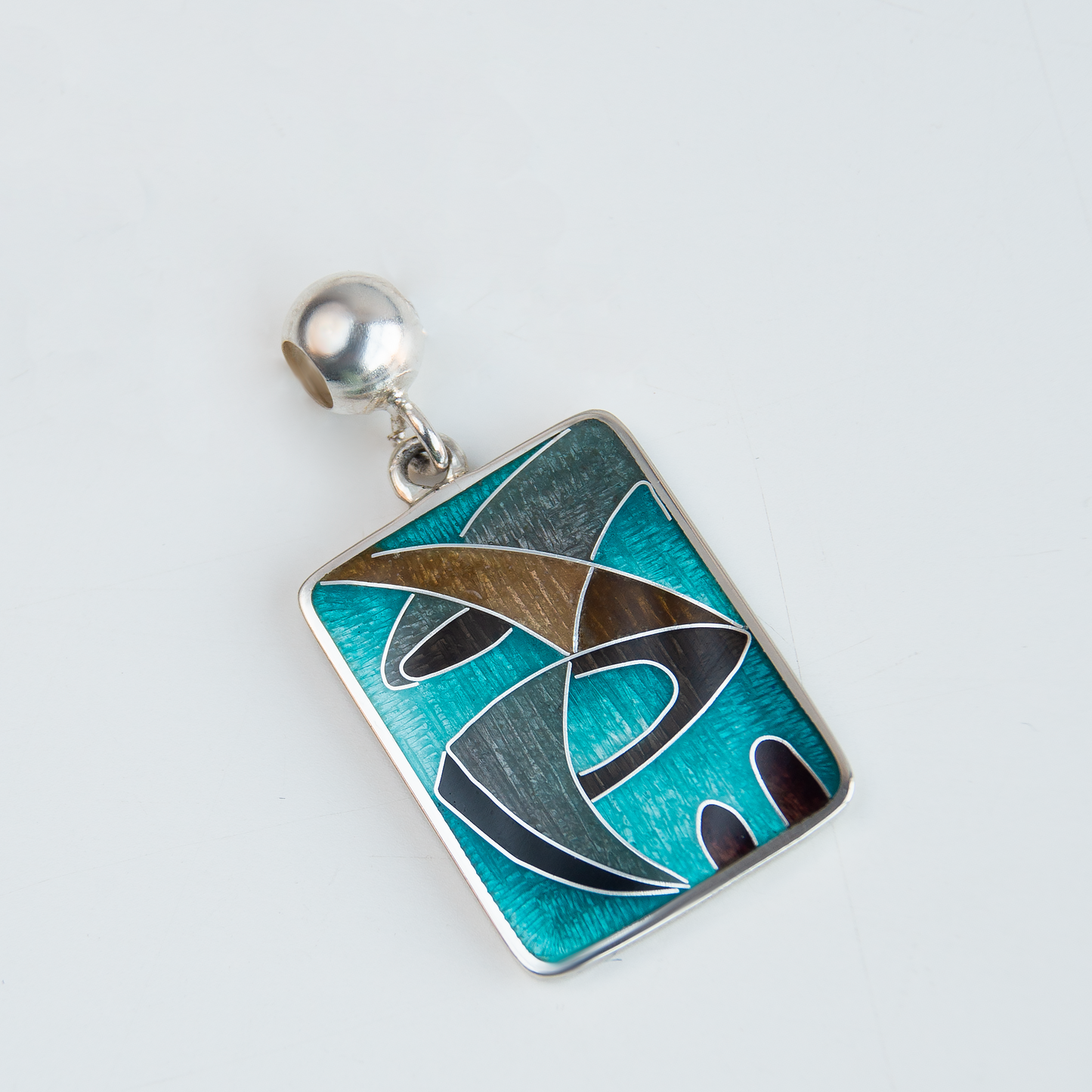 Abstract Art Green Cloisonné Enamel Necklace-Pendant