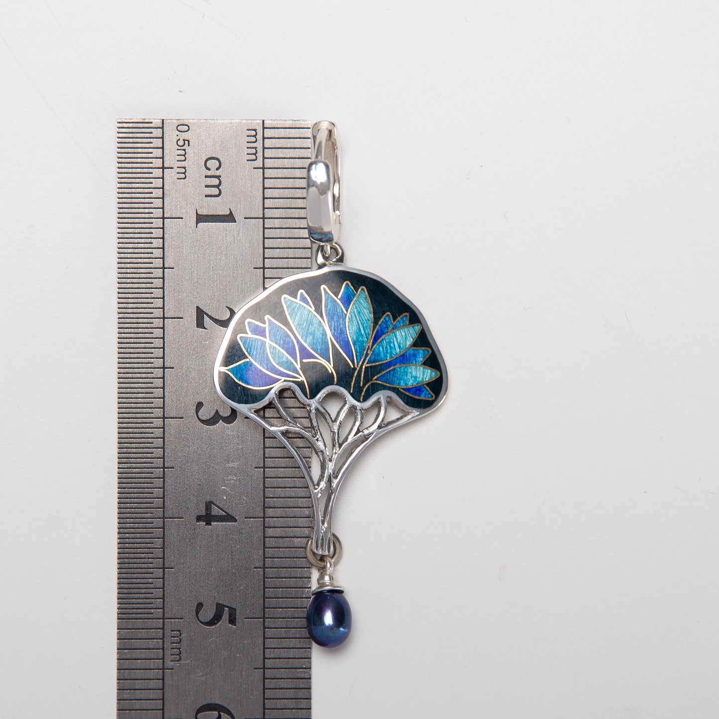 Gold Tree Cloisonné Enamel Earrings With Peacock Pearls