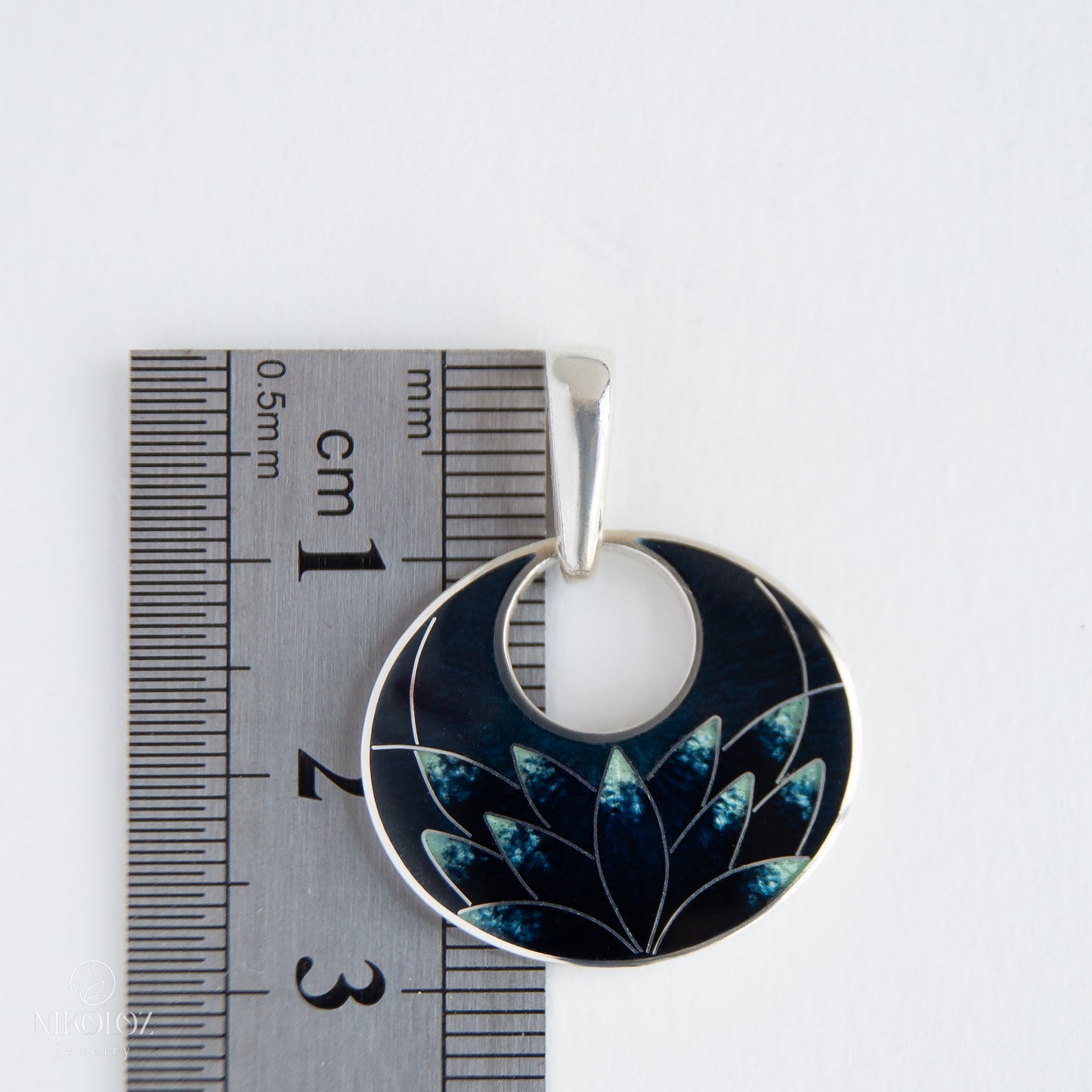 Cloisonné Enamel Pendant "Black Lotus"