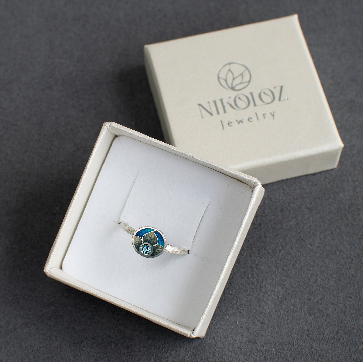 Engagement Enamel Ring With Topaz