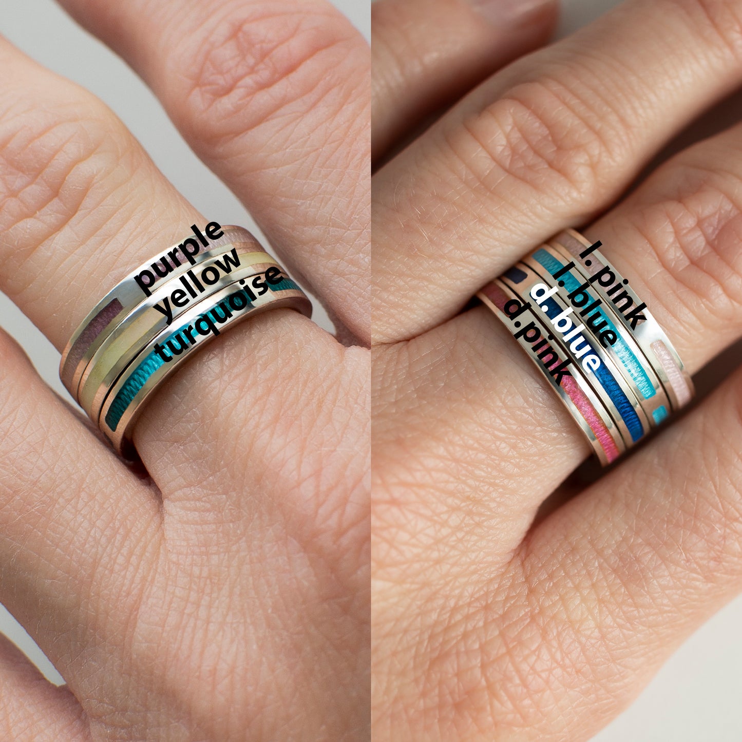 Unisex Ring, Enamel Band Ring, 3mm 1 pcs