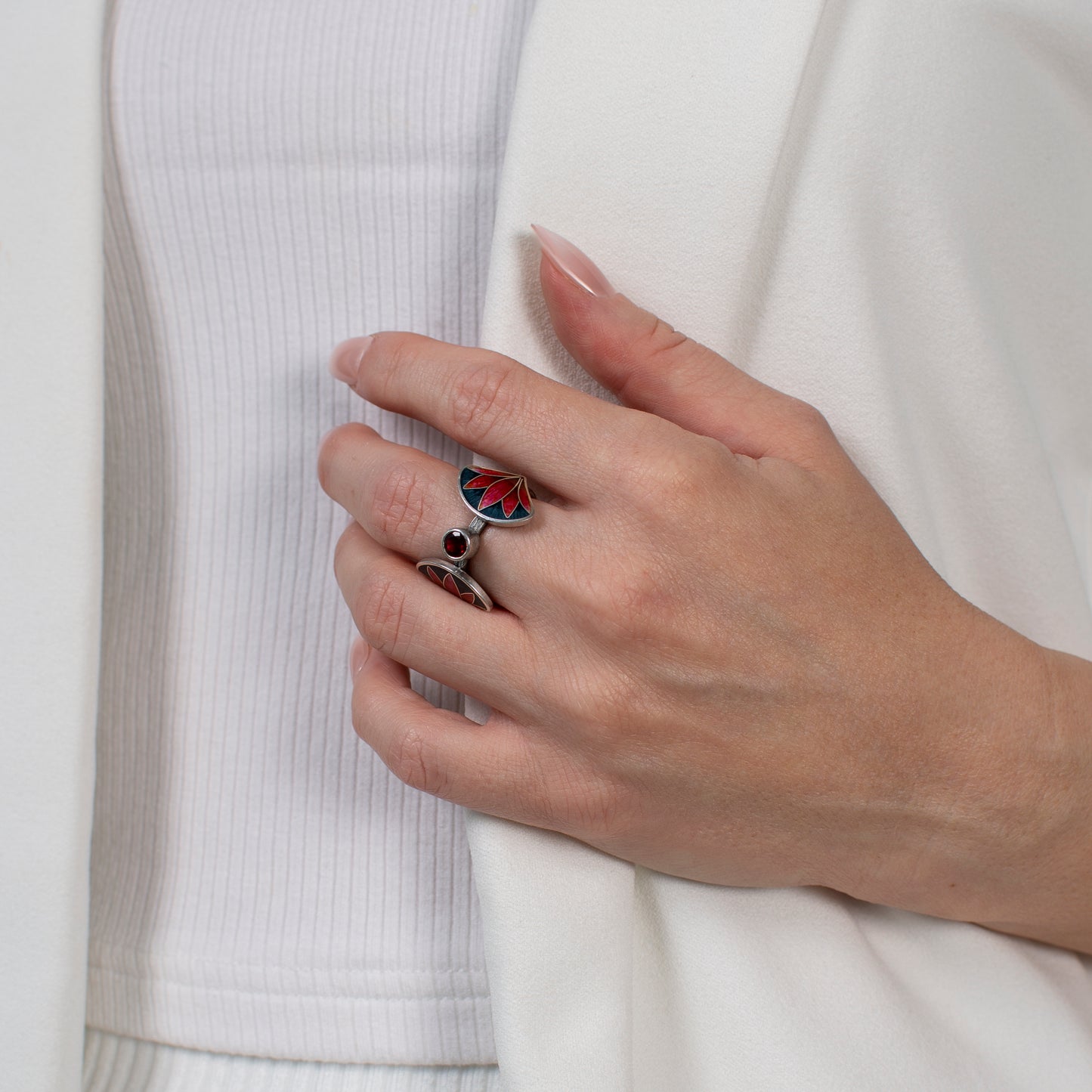 Garnet Enamel Ring