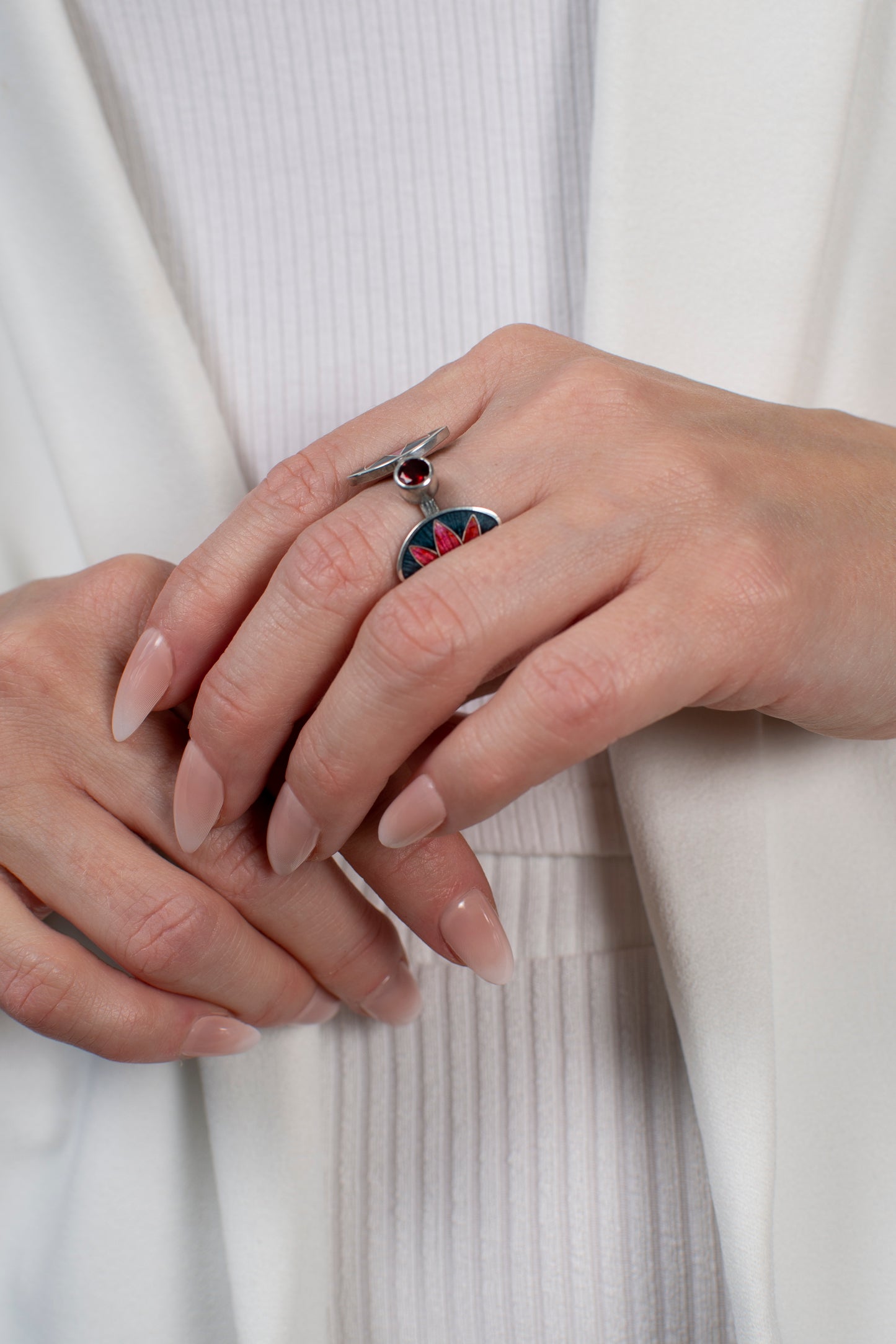 Garnet Enamel Ring