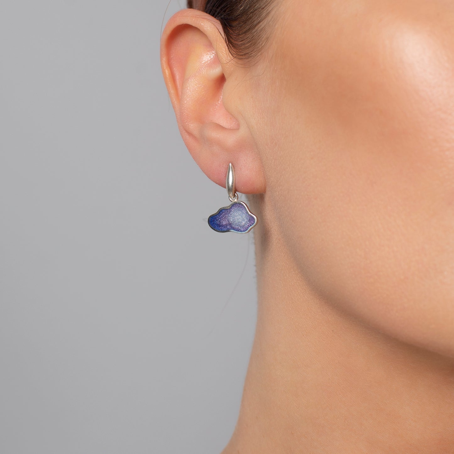 Cloud Raindrop Enamel Earrings Purple And Grey