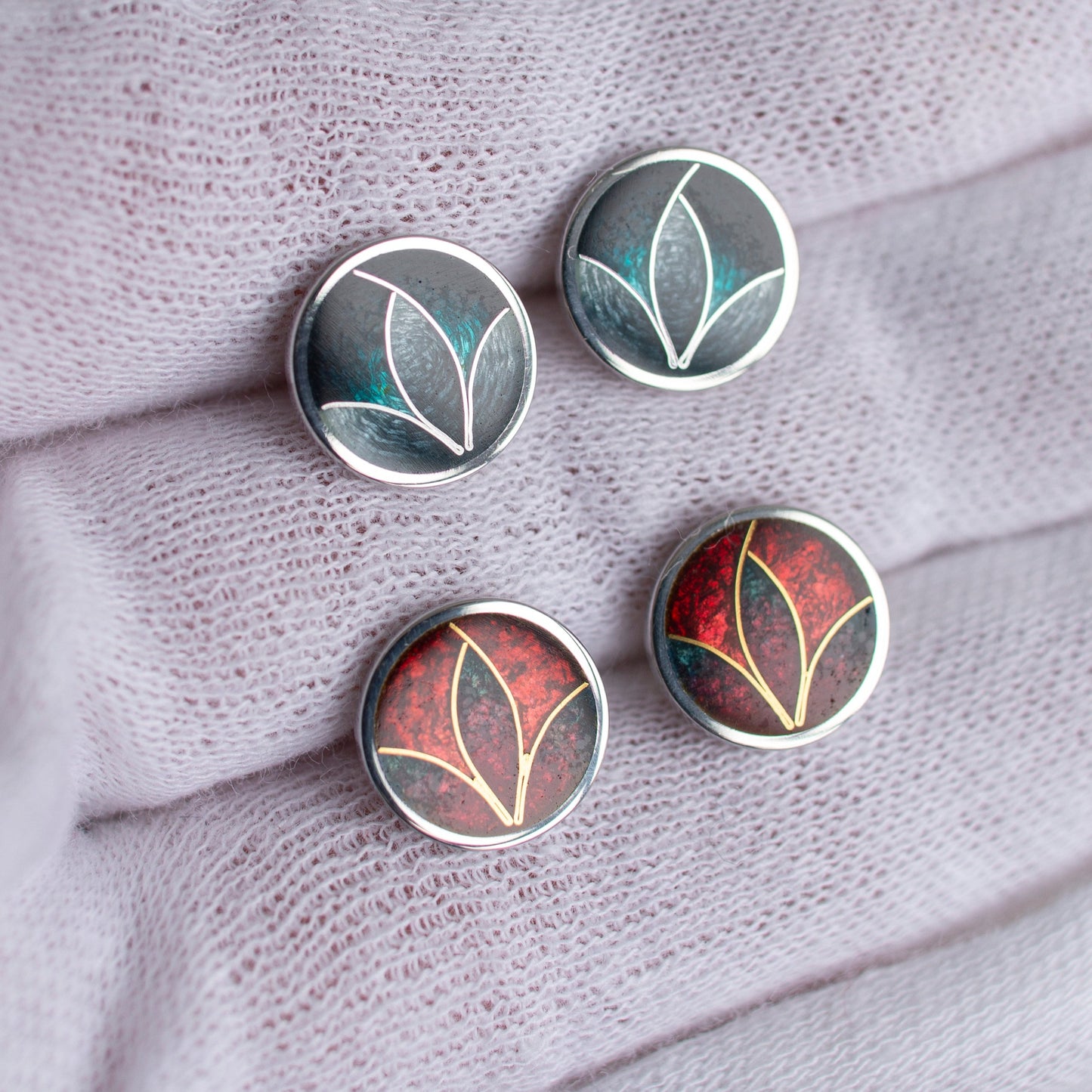 Stud Cloisonne Enamel Earrings Red Or Black Colour