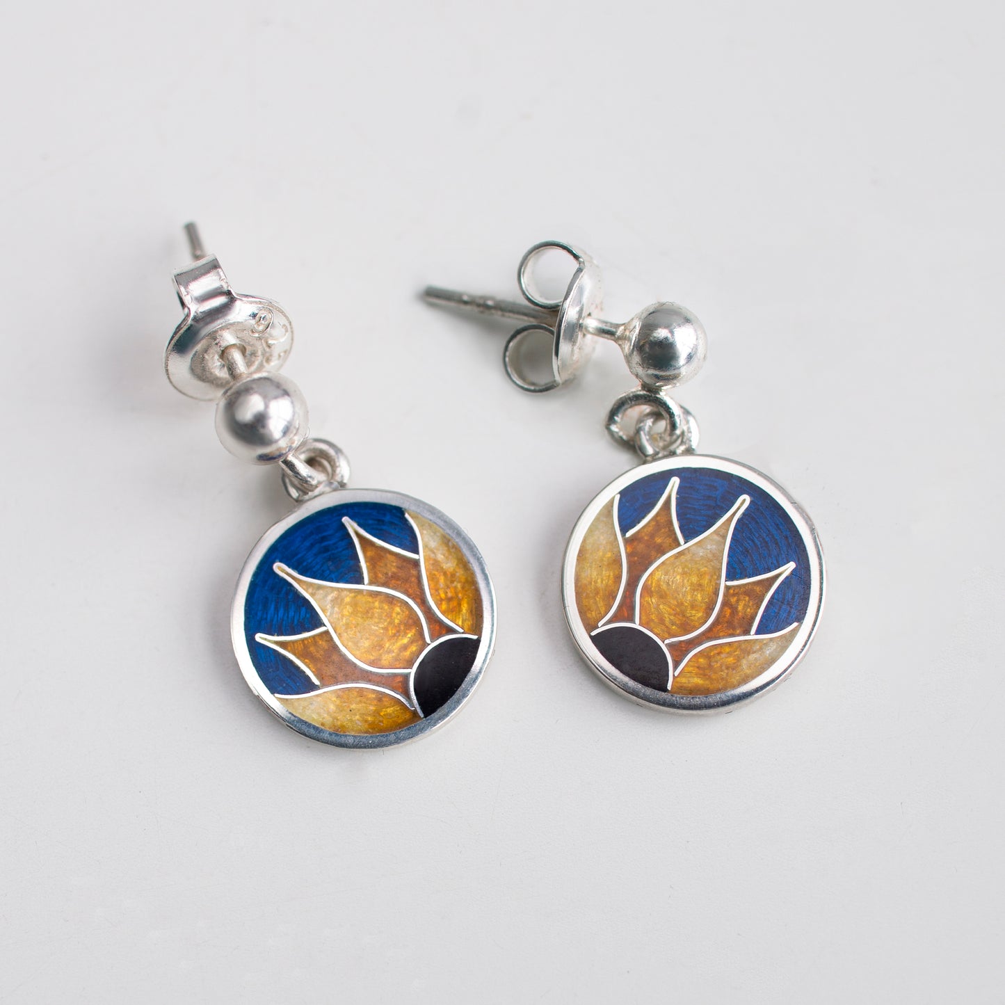 Sunflower Enamel Necklace and Earrings