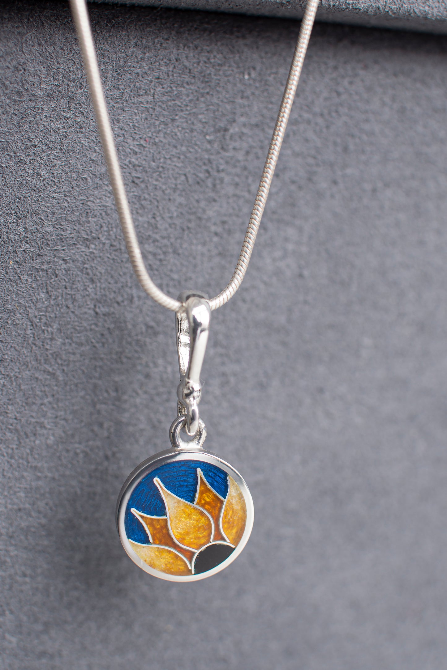 Sunflower Enamel Necklace and Earrings