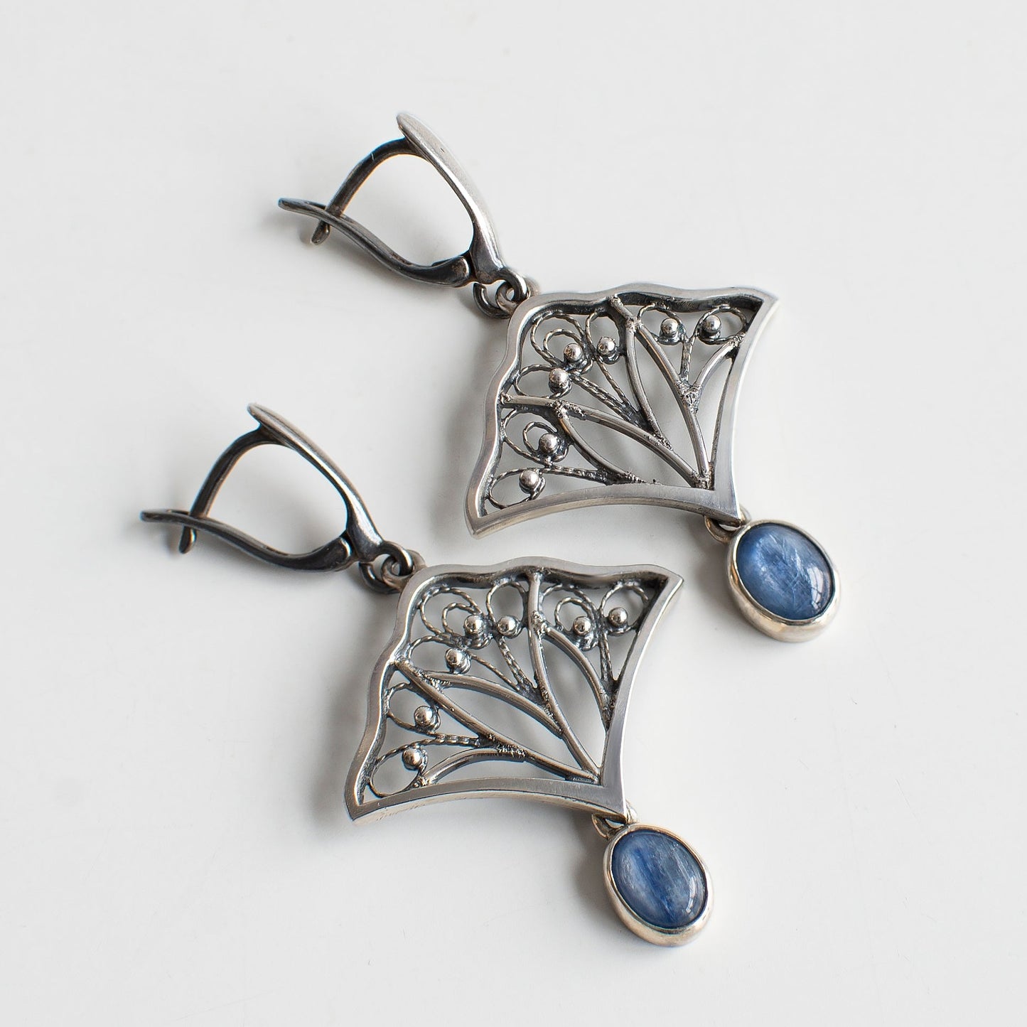 Filigree Earrings With Kyanite Stones