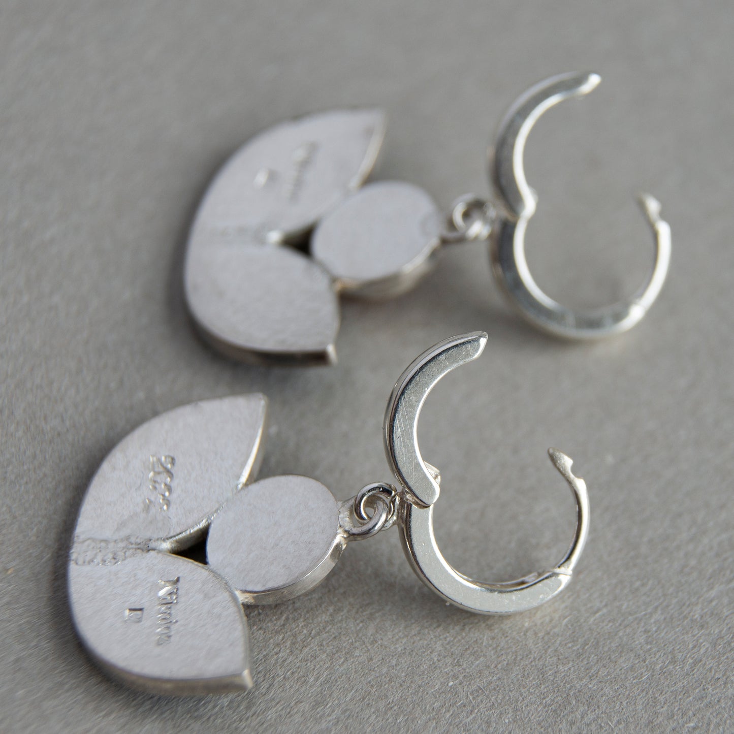 Leaves Shaped Earrings With Labradorite, Cloisonne Enamel Earrings