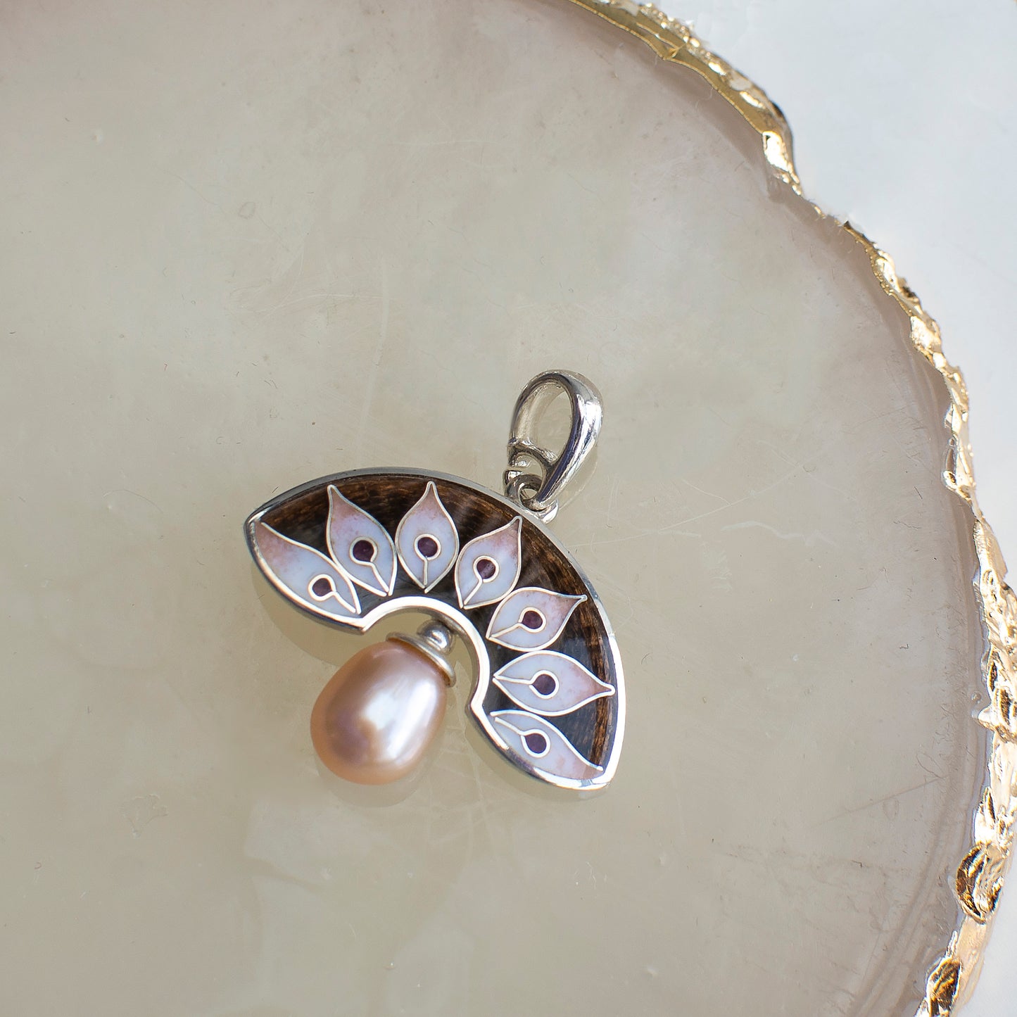 Leaves Shaped Earrings, Cloisonne Enamel Earrings With Labradorite