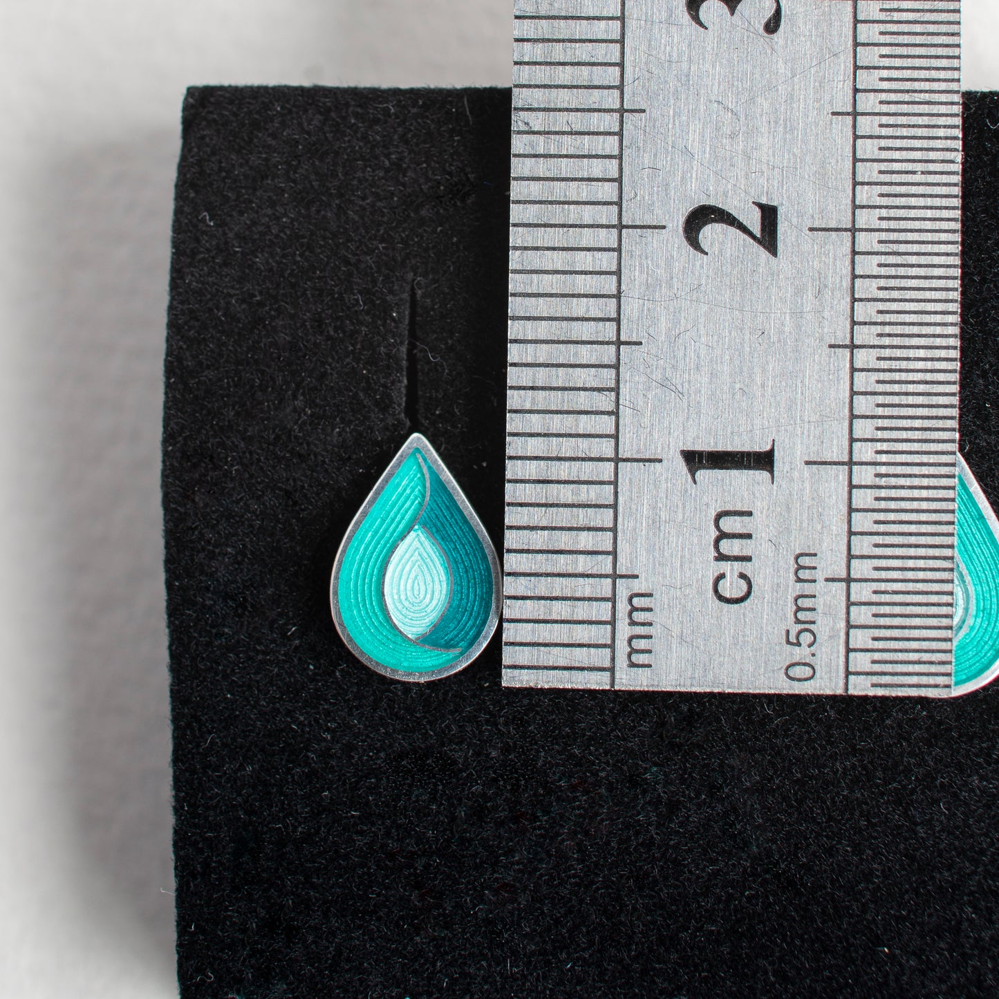 Drop Stud Cloisonne Enamel Earrings With Guilloche Pattern