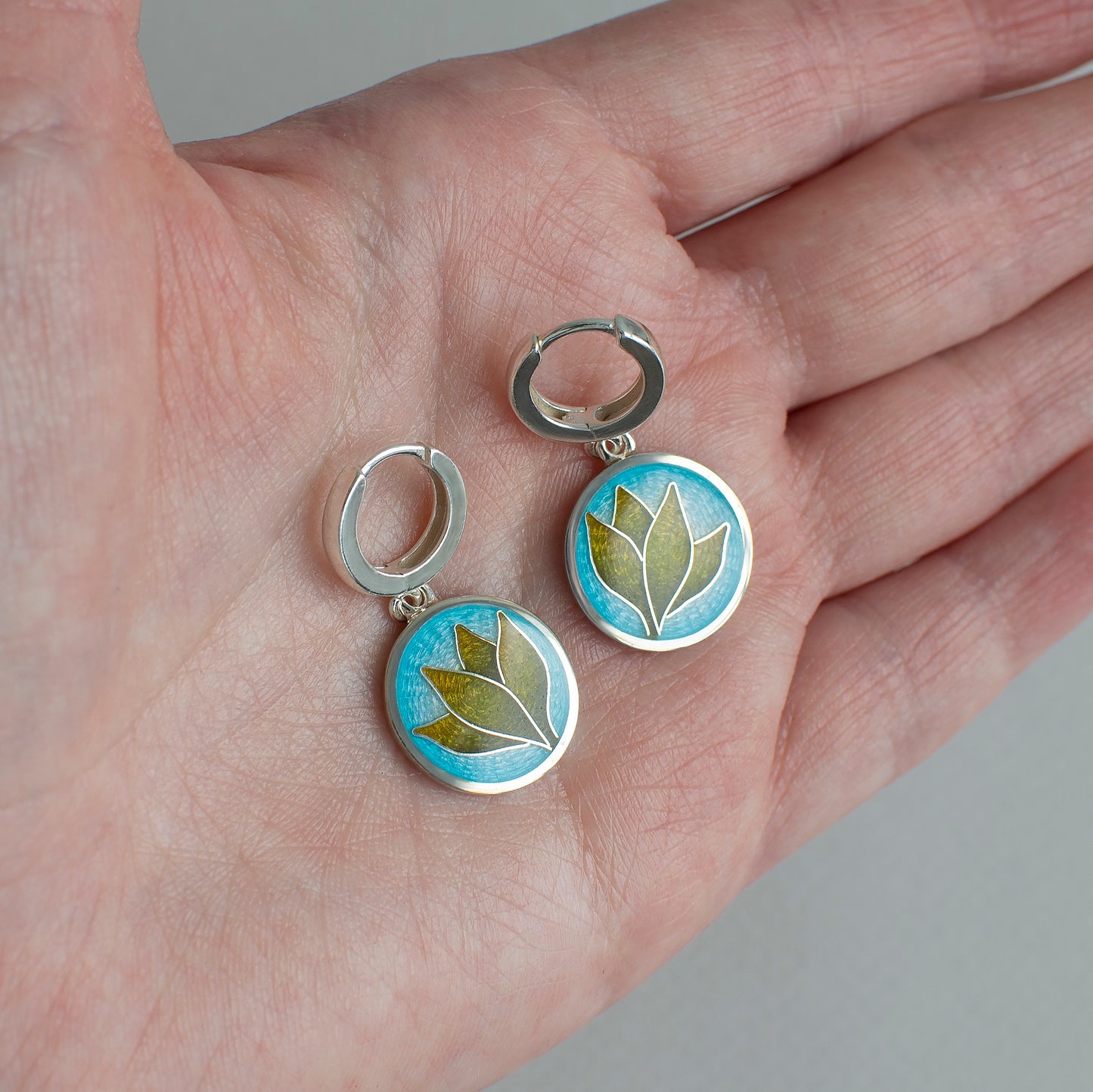 Snake Plant Enamel Cloisonne Earrings