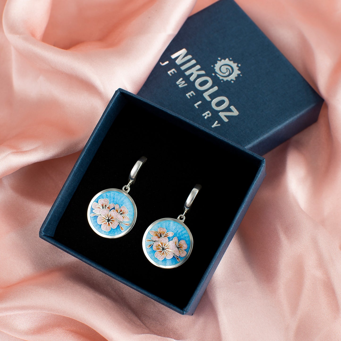 "Sakura" Cloisonne Enamel Necklace And Earrings Jewelry Set