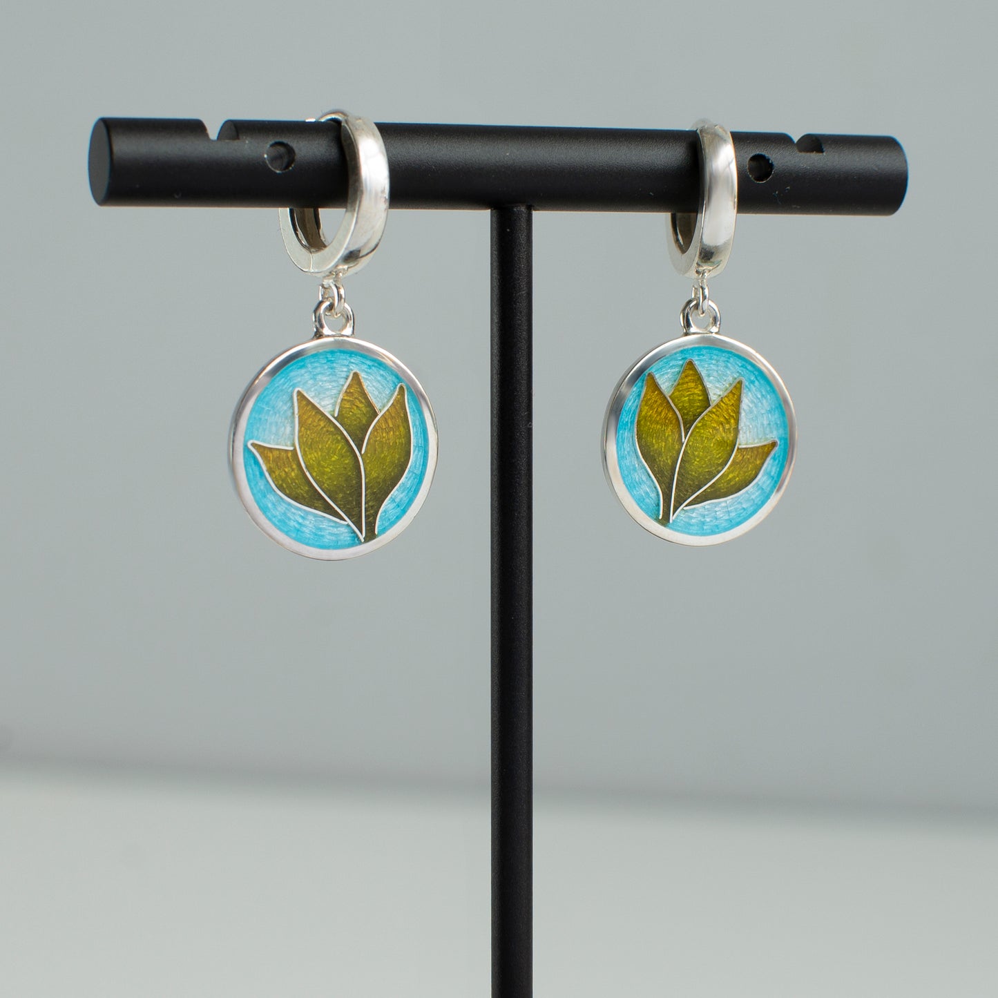 Snake Plant Enamel Cloisonne Earrings