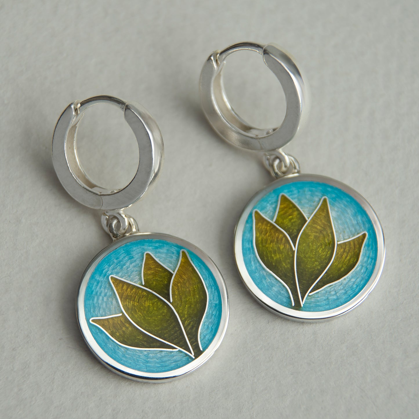 Snake Plant Enamel Cloisonne Earrings