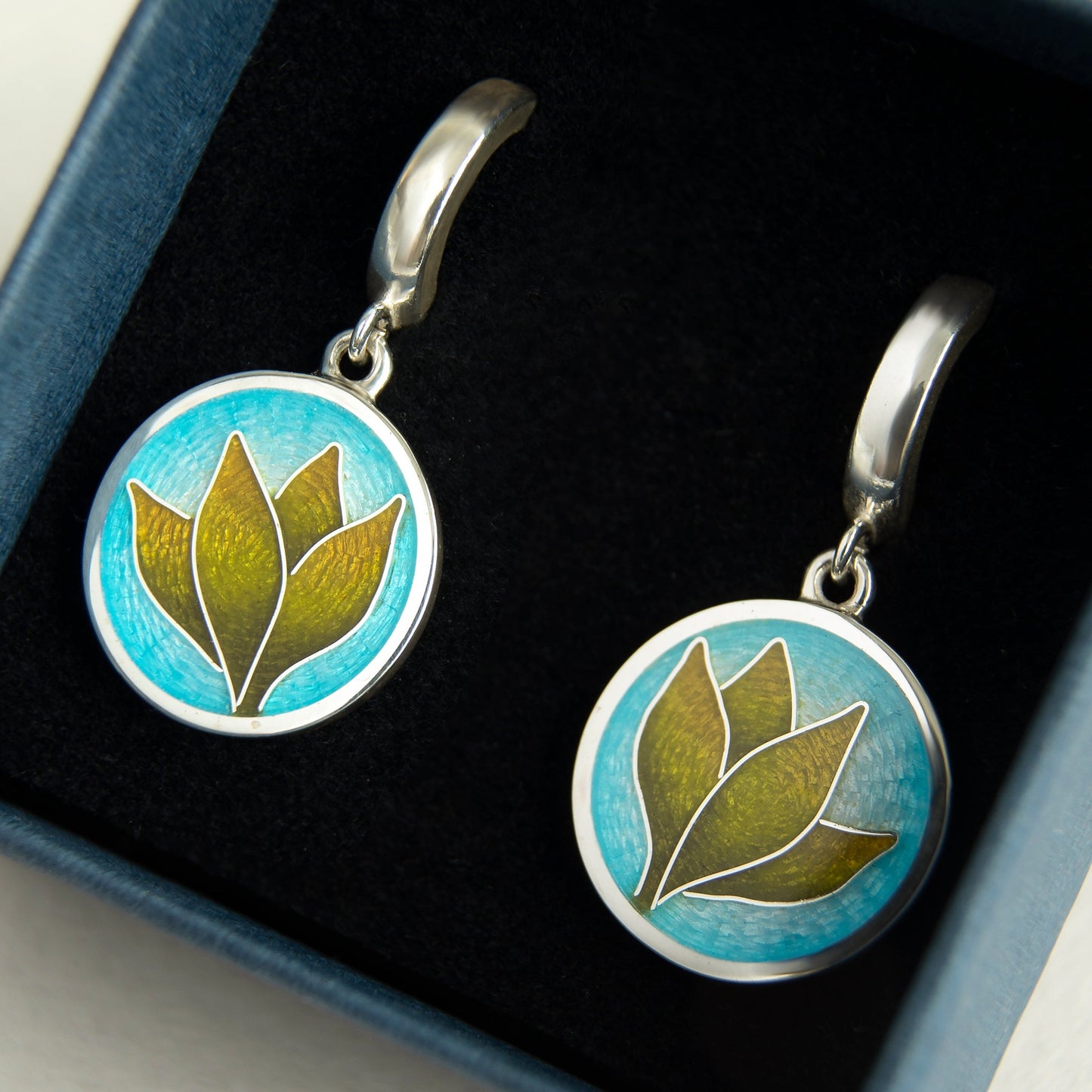 Snake Plant Enamel Cloisonne Earrings