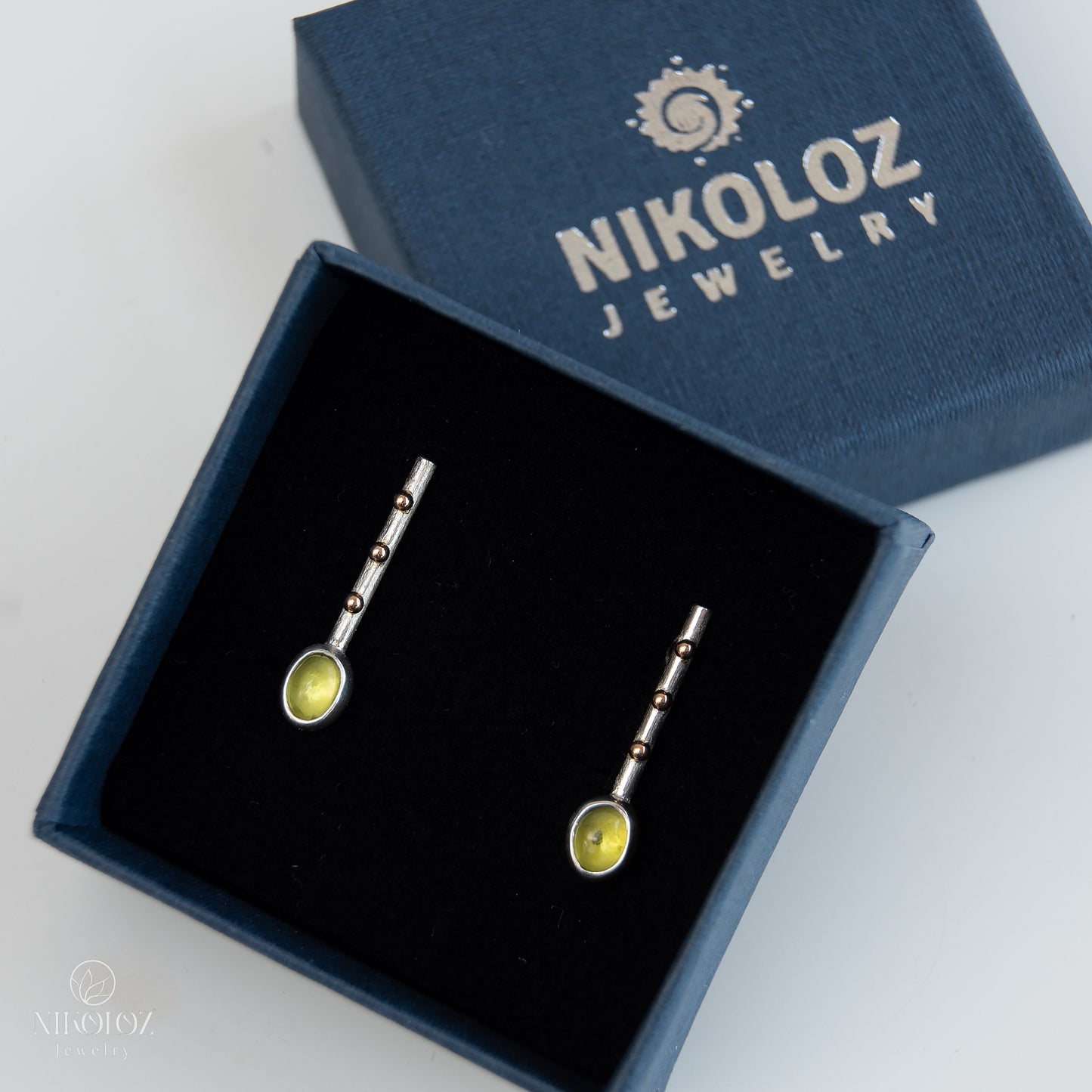 Multicolour Silver Earrings "Music Notes" with 14K Gold Beads