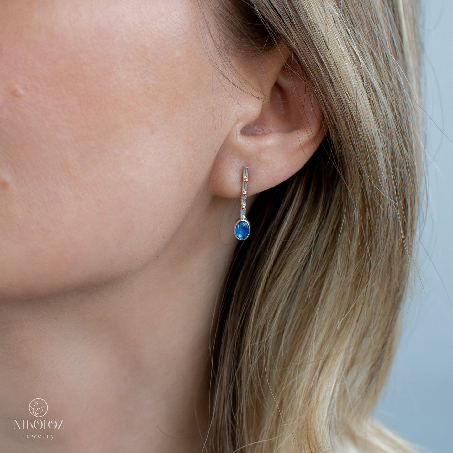 Multicolour Silver Earrings "Music Notes" with 14K Gold Beads