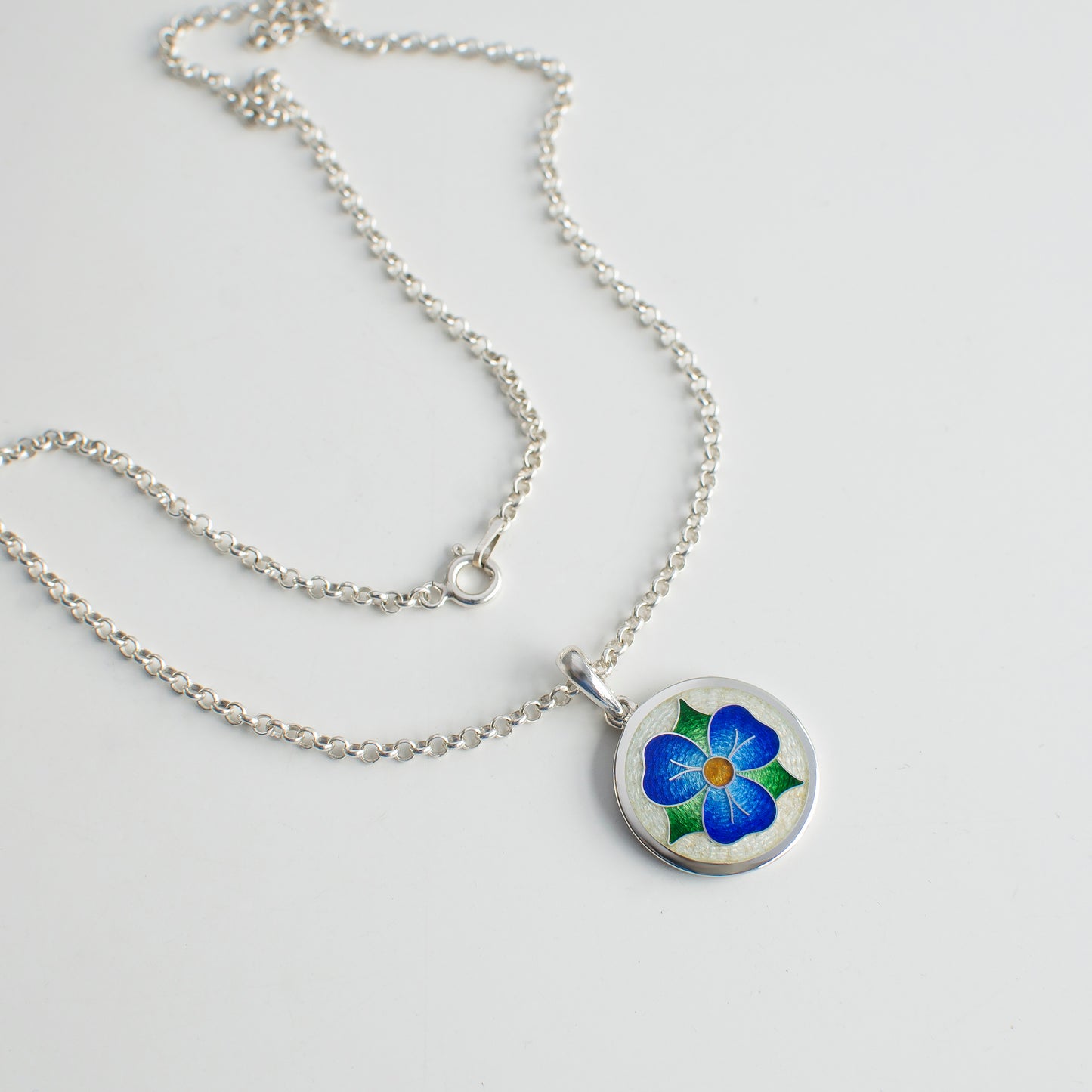 Enamel Earrings And Necklace Forget Me Not Flower