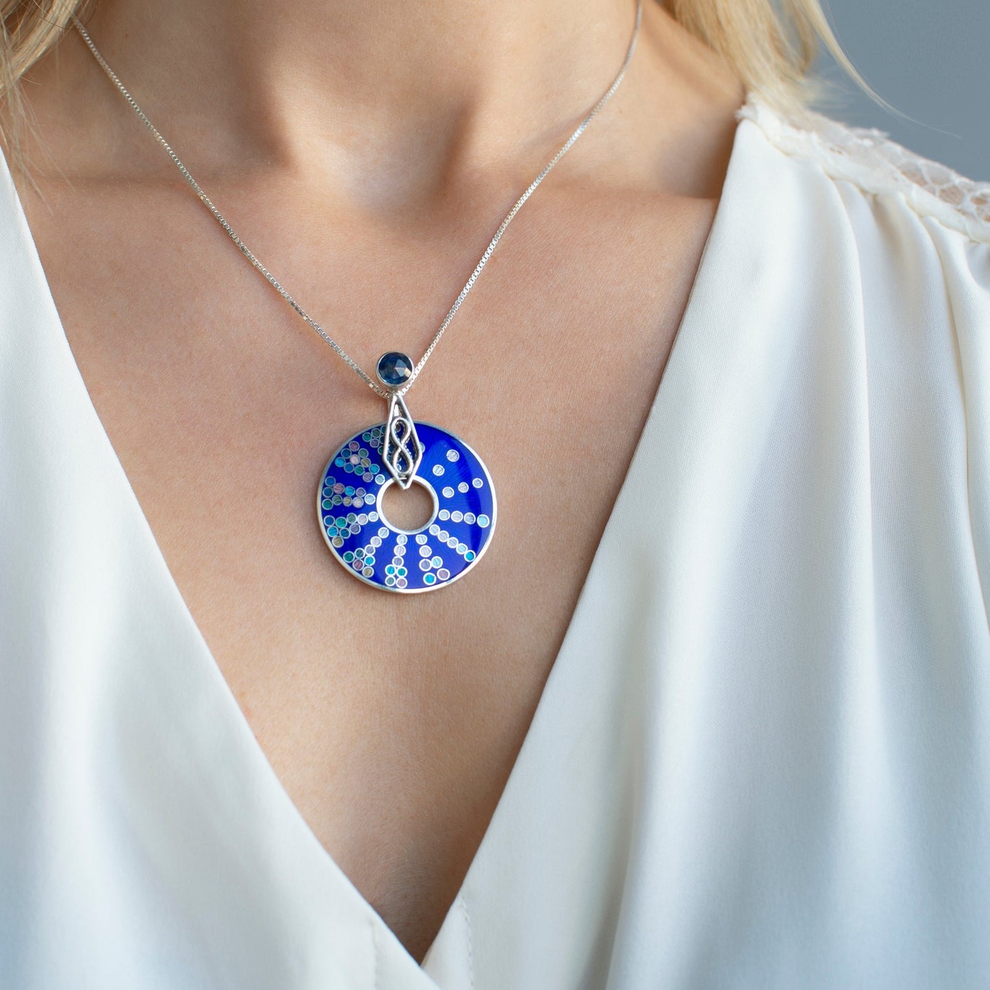 "Eternity" Cloisonne Enamel Necklace With Kyanite