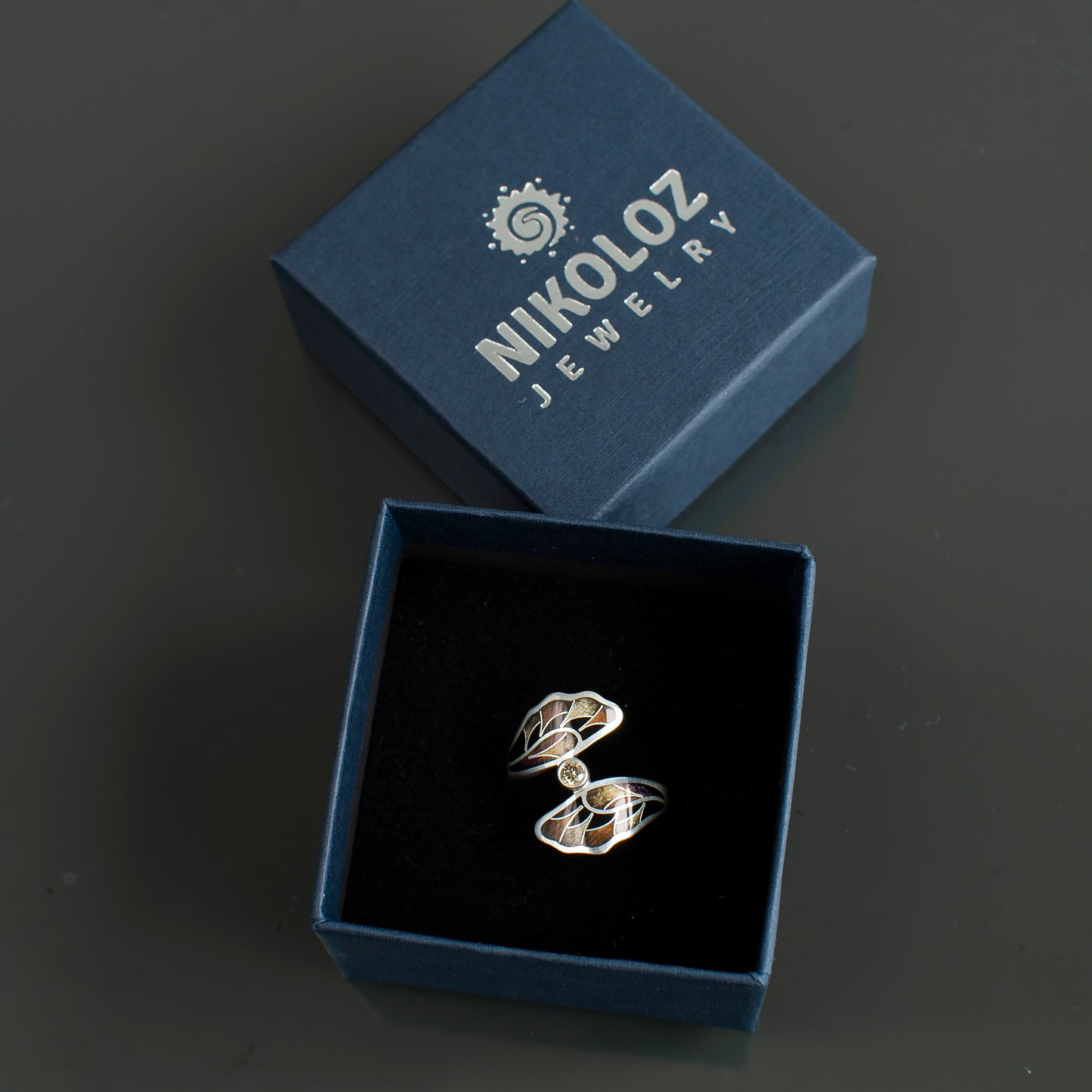 Diamond Ring, Cloisonne Enamel And Sterling Silver Ring