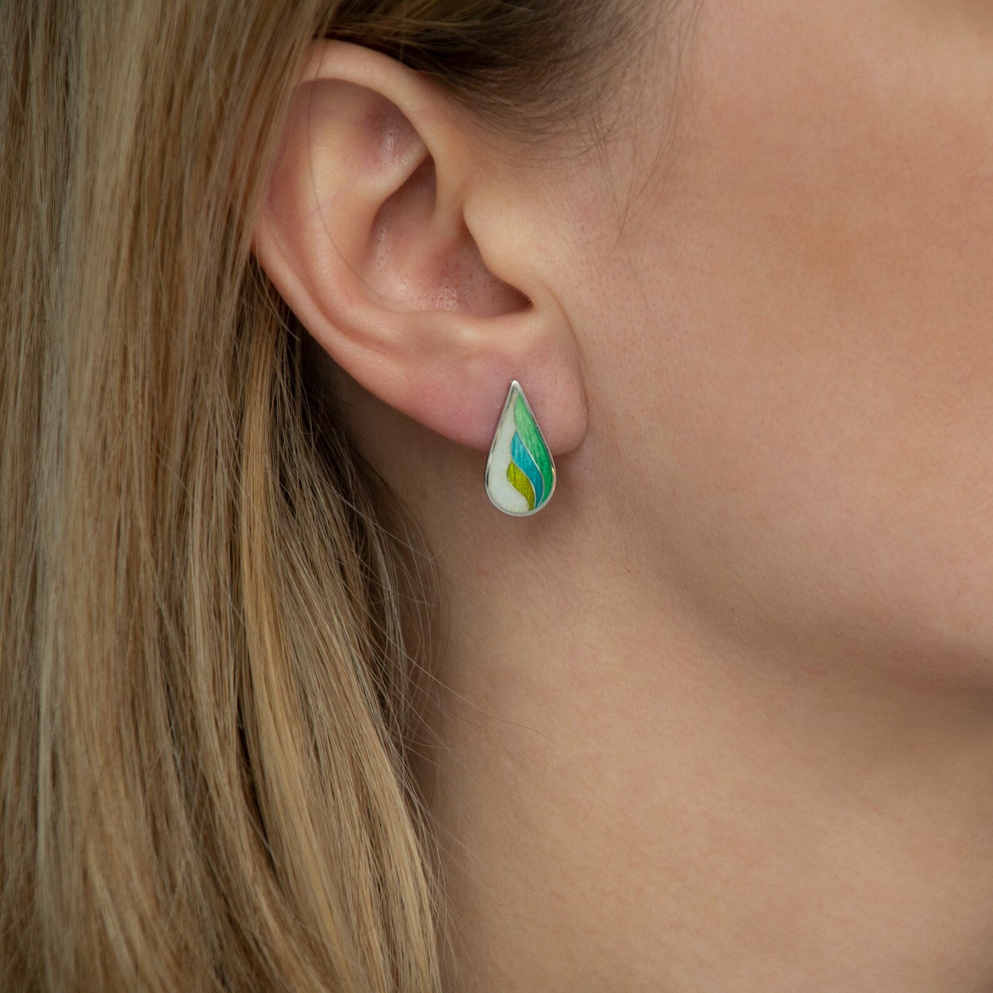 Long Teardrop Bright Cloisonné Enamel Earrings