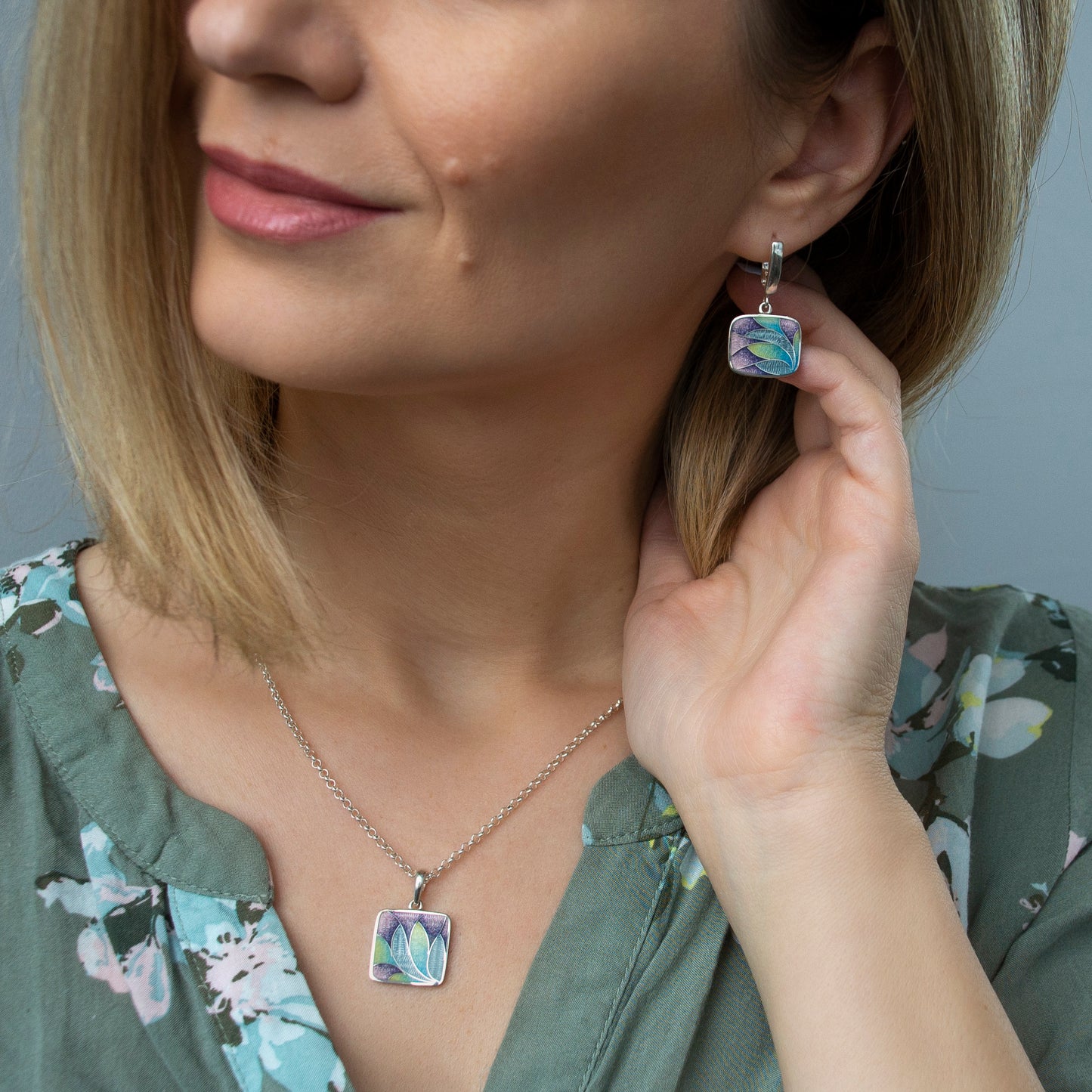 Crocus Paradise Cloisonné Enamel Earrings