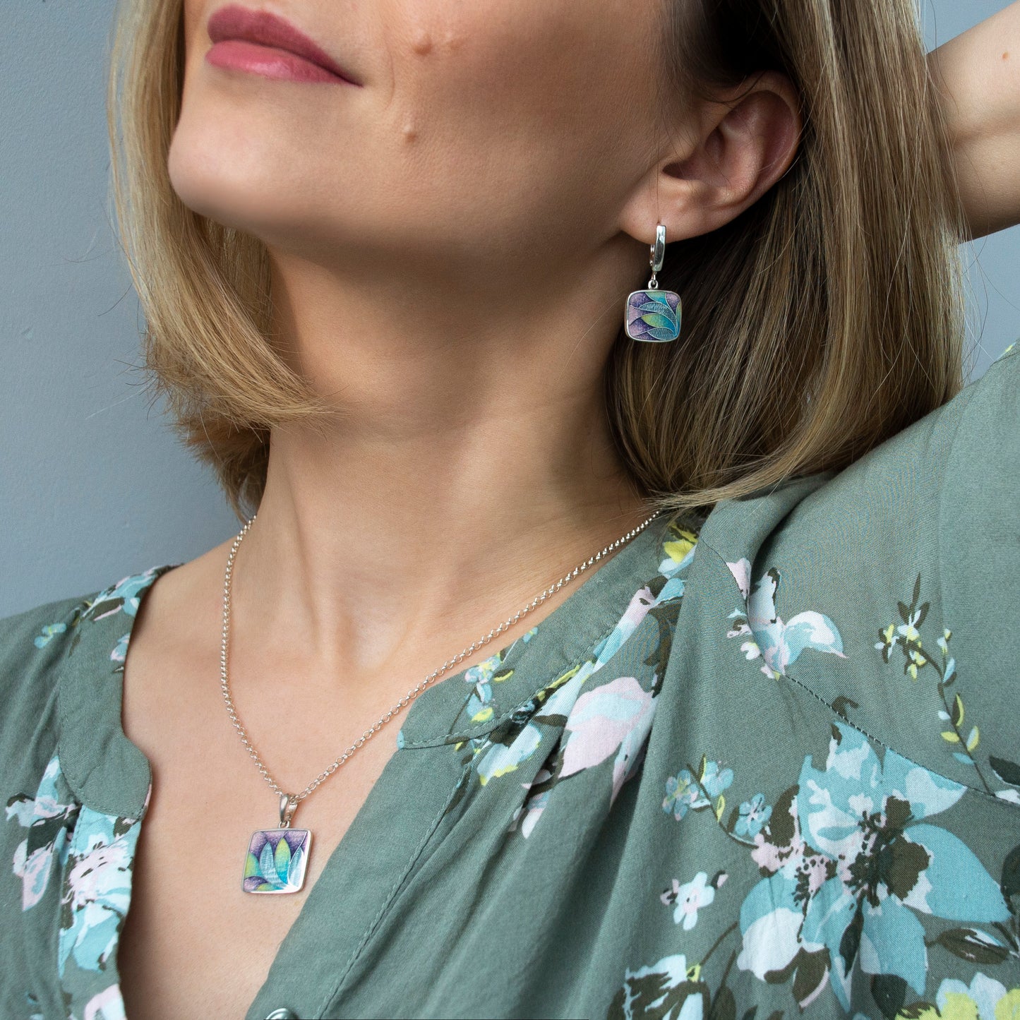 Crocus Paradise Cloisonné Enamel Earrings
