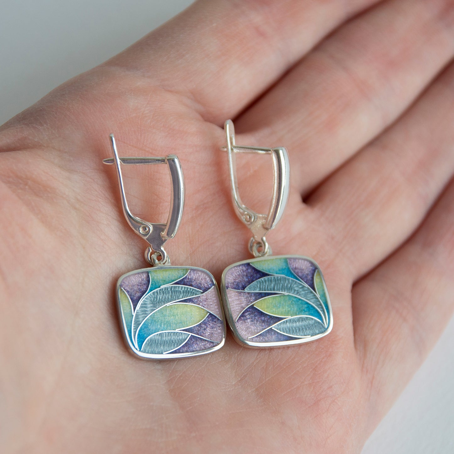 Crocus Paradise Cloisonné Enamel Earrings