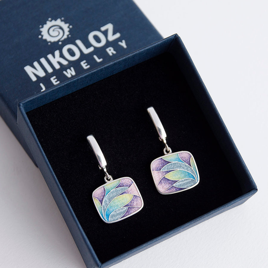 Crocus Paradise Cloisonné Enamel Earrings