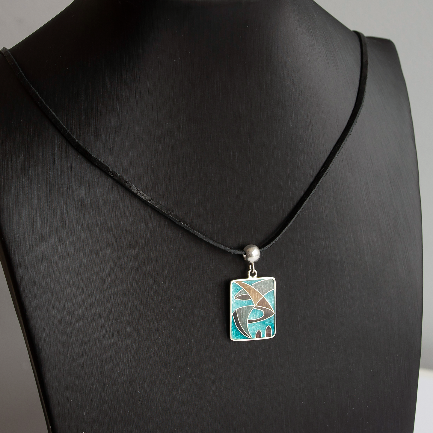 Abstract Art Green Cloisonné Enamel Necklace-Pendant