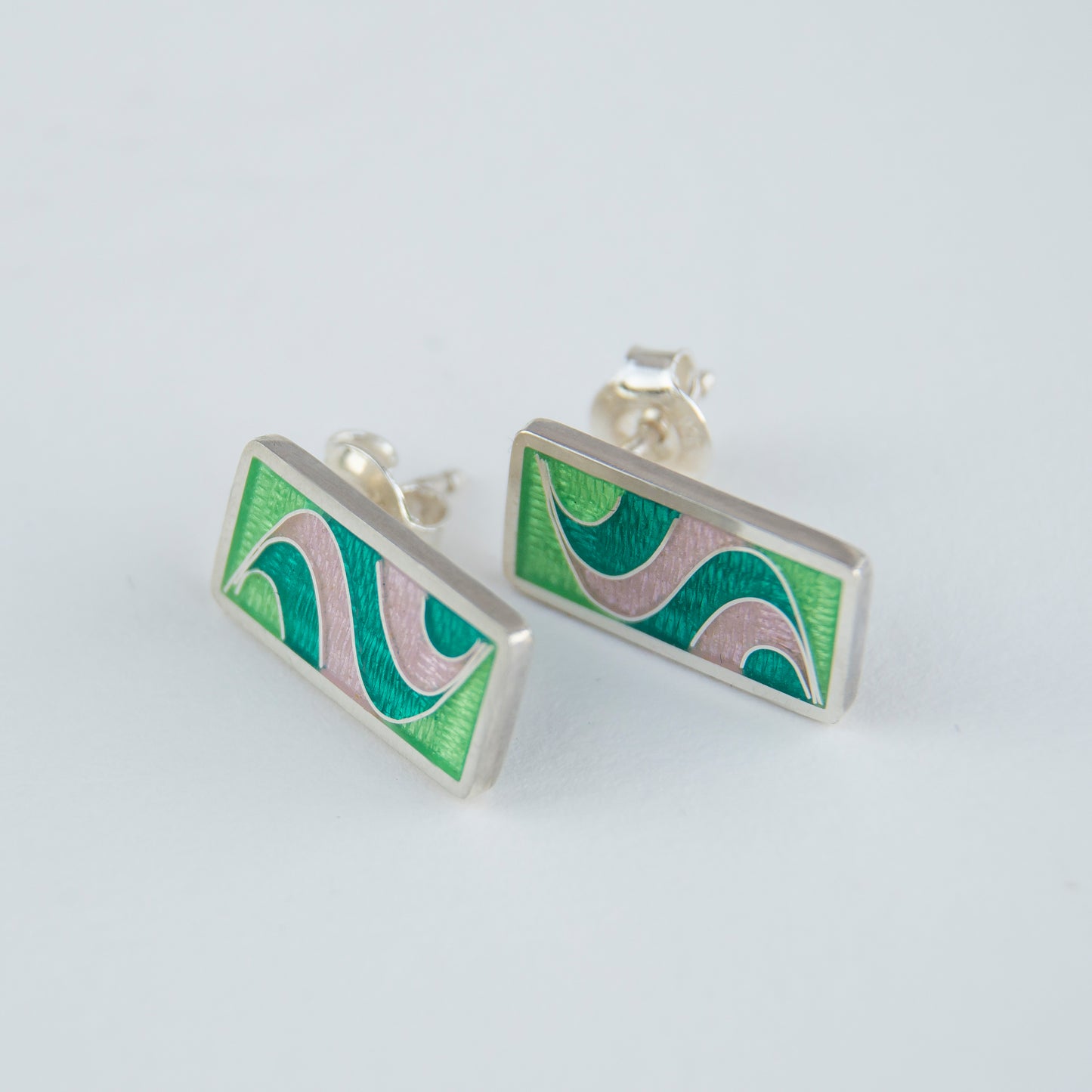 Lime Rectangle Stud Earrings