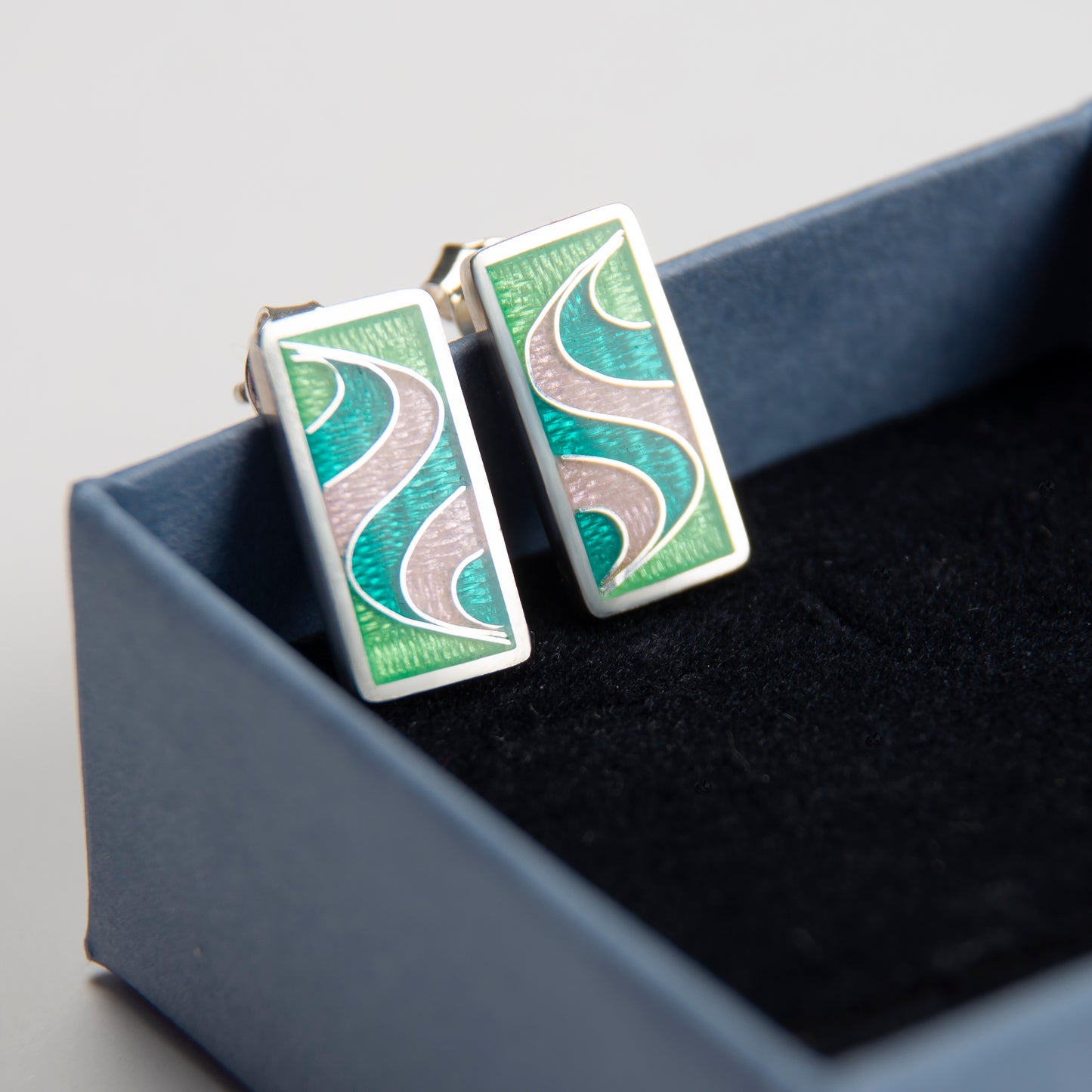 Lime Rectangle Stud Earrings