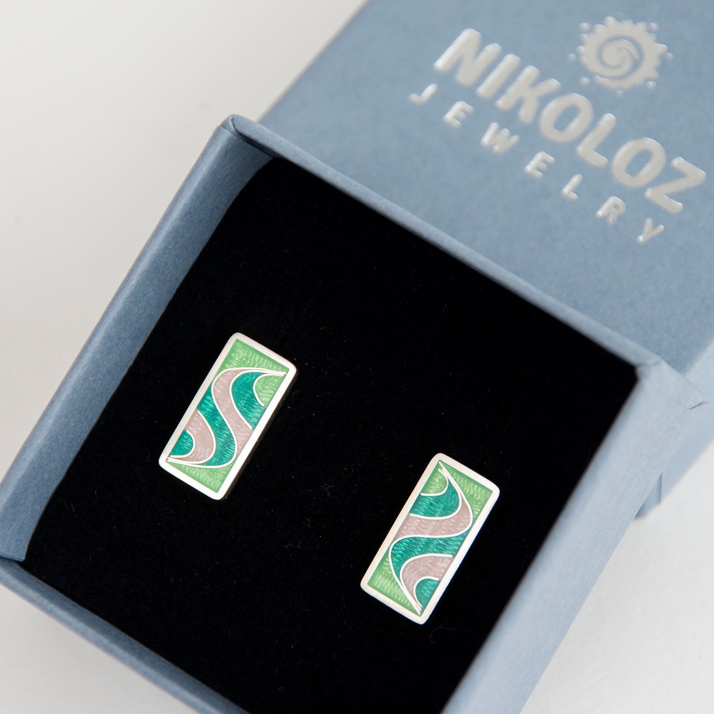 Lime Rectangle Stud Earrings