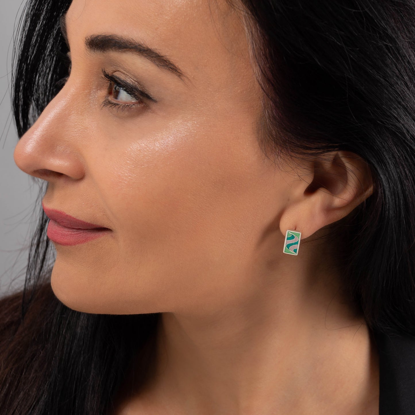 Lime Rectangle Stud Earrings