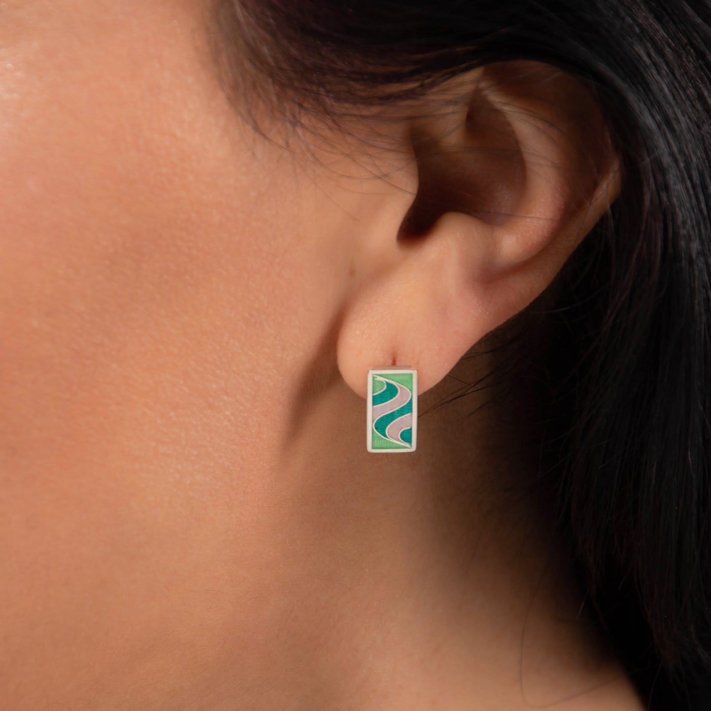 Lime Rectangle Stud Earrings