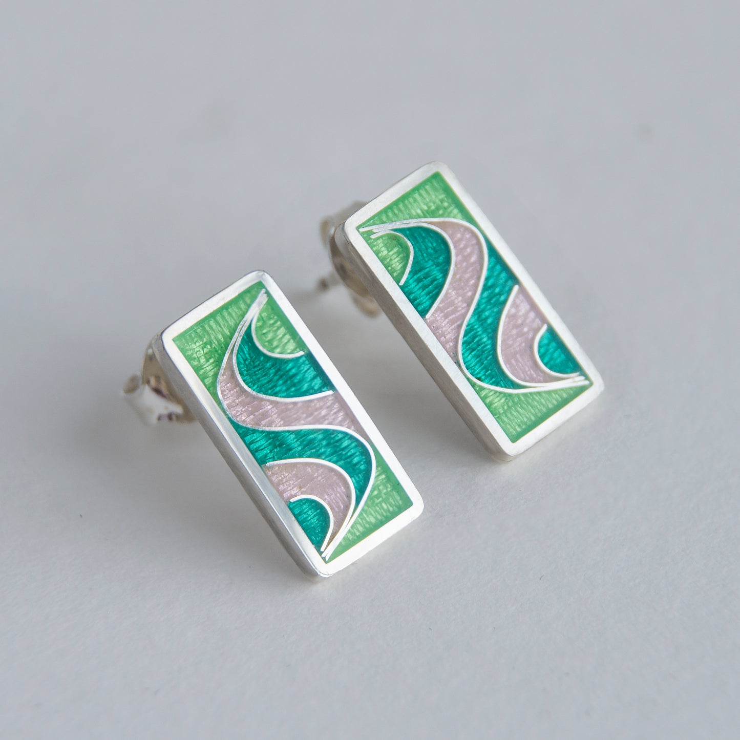 Lime Rectangle Stud Earrings