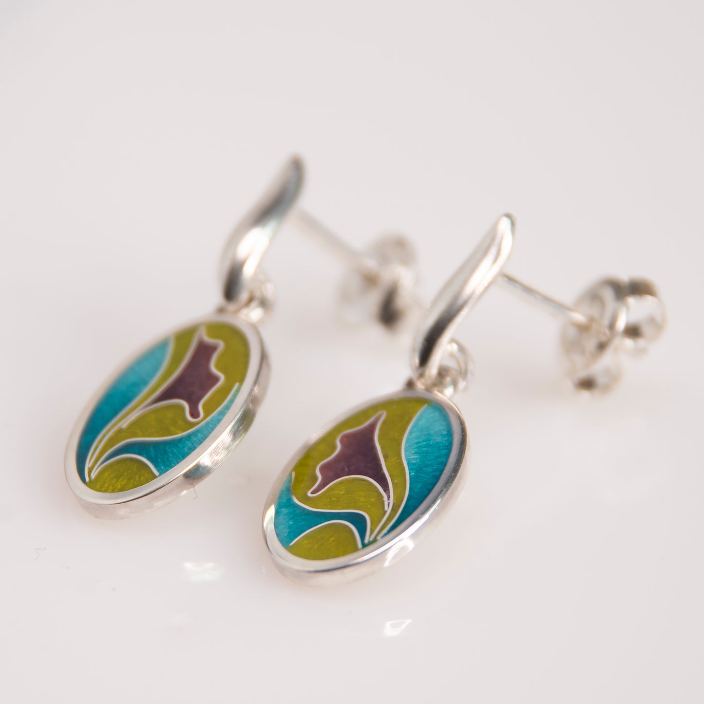 Olive Purple Cloisonné Enamel Earrings