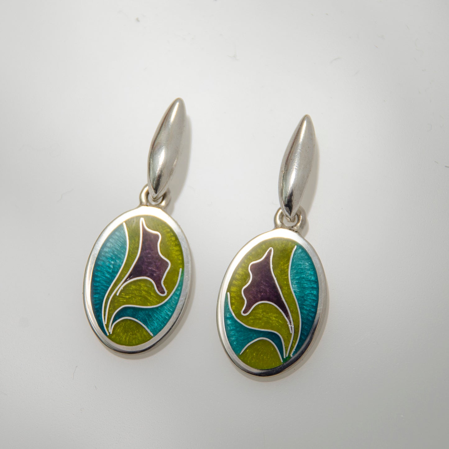 Olive Purple Cloisonné Enamel Earrings