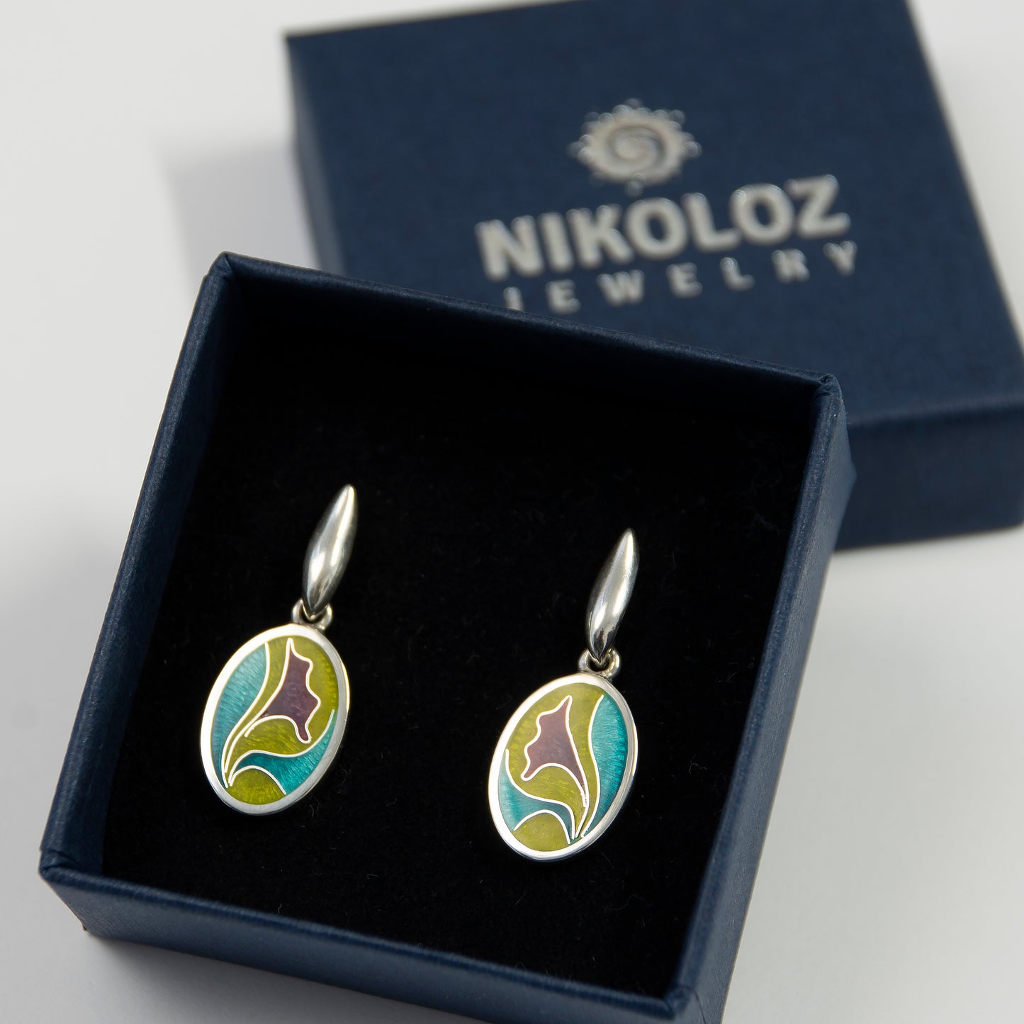 Olive Purple Cloisonné Enamel Earrings