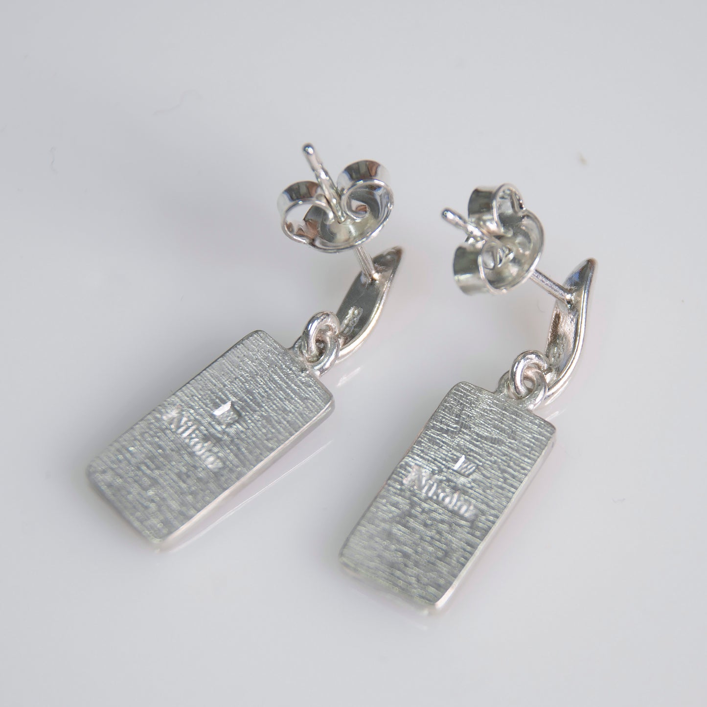 Rectangle Cloisonné Enamel Earrings "Tulips"