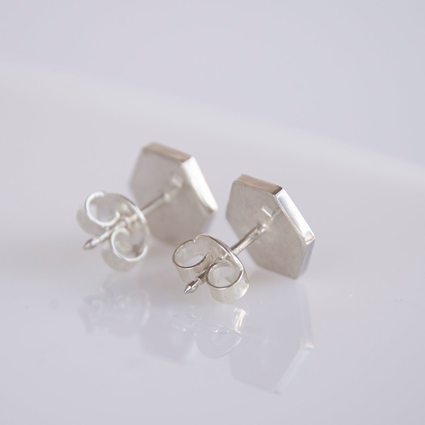 Hexagon Green Cloisonné Enamel Studs