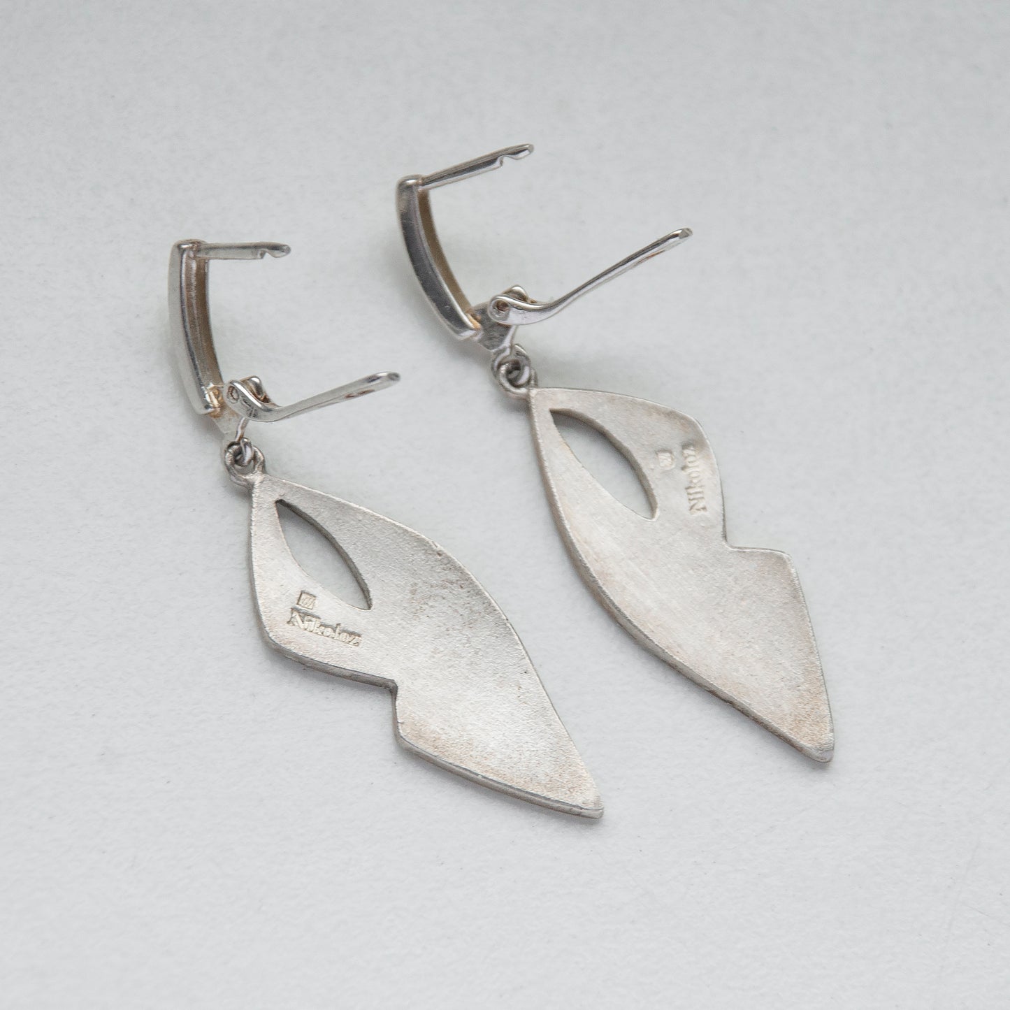 Khaki Long Drop Cloisonné Enamel Earrings