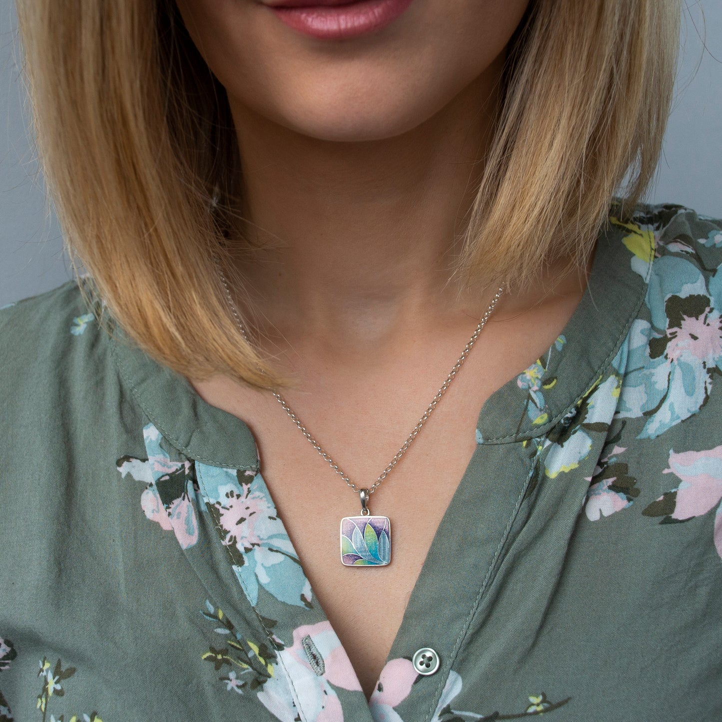 Crocus Paradise Cloisonné Enamel Necklace