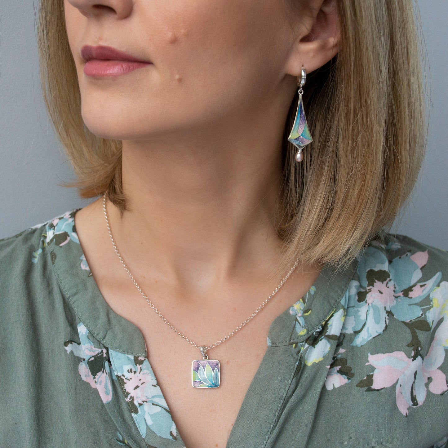 Crocus Paradise Cloisonné Enamel Necklace