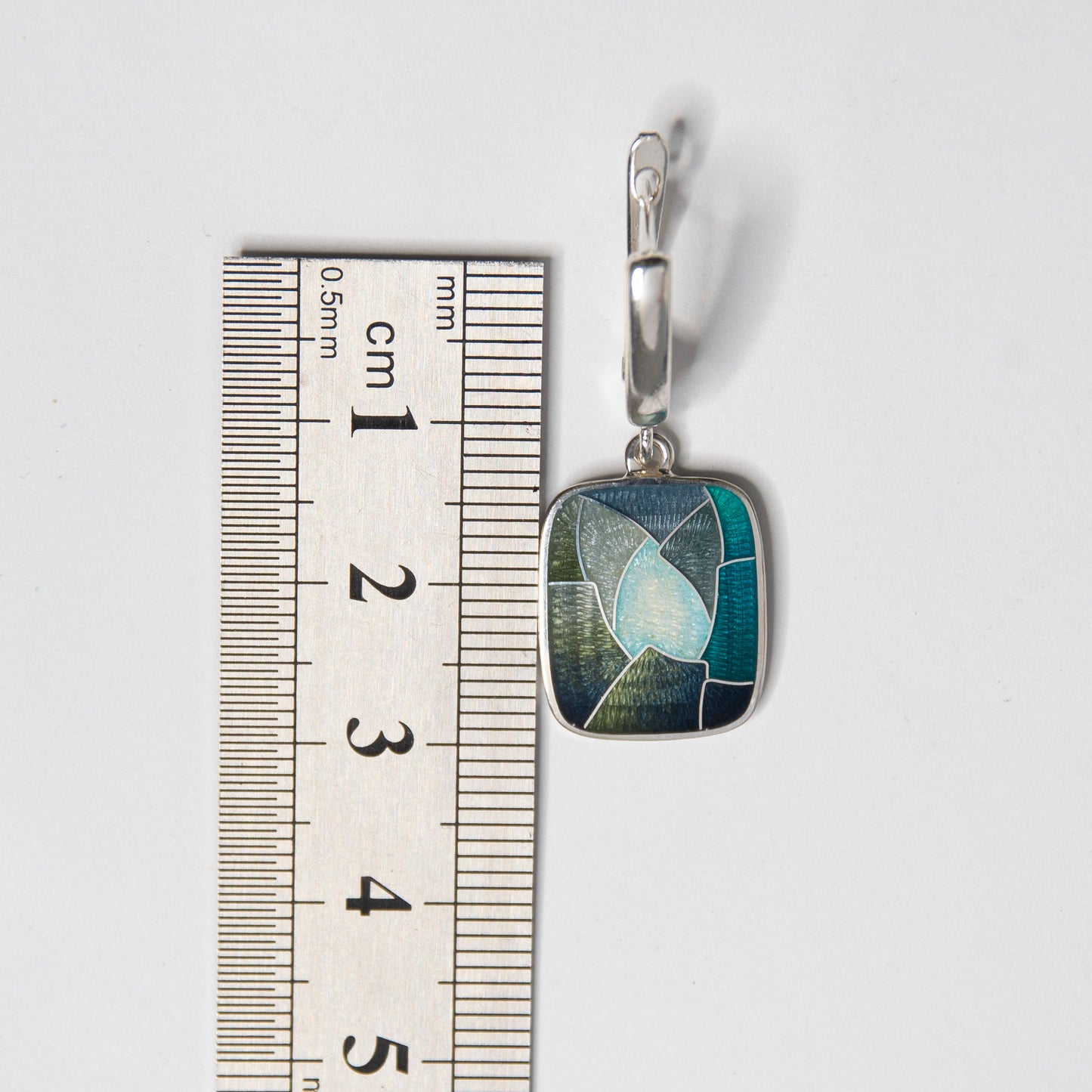 Cloisonné Enamel, Sterling Silver Earrings "Rock Cave"