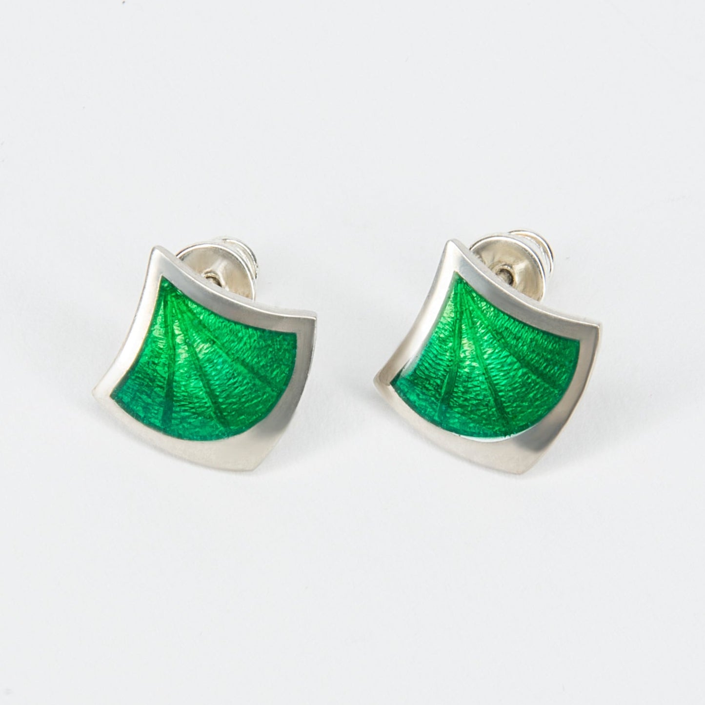 Rhombus Green Enamel Earrings