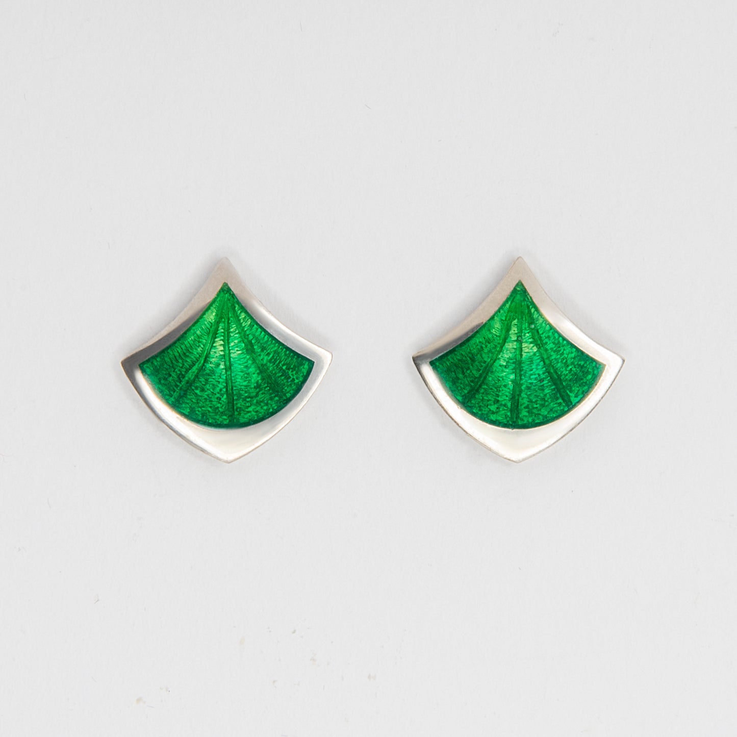 Rhombus Green Enamel Earrings