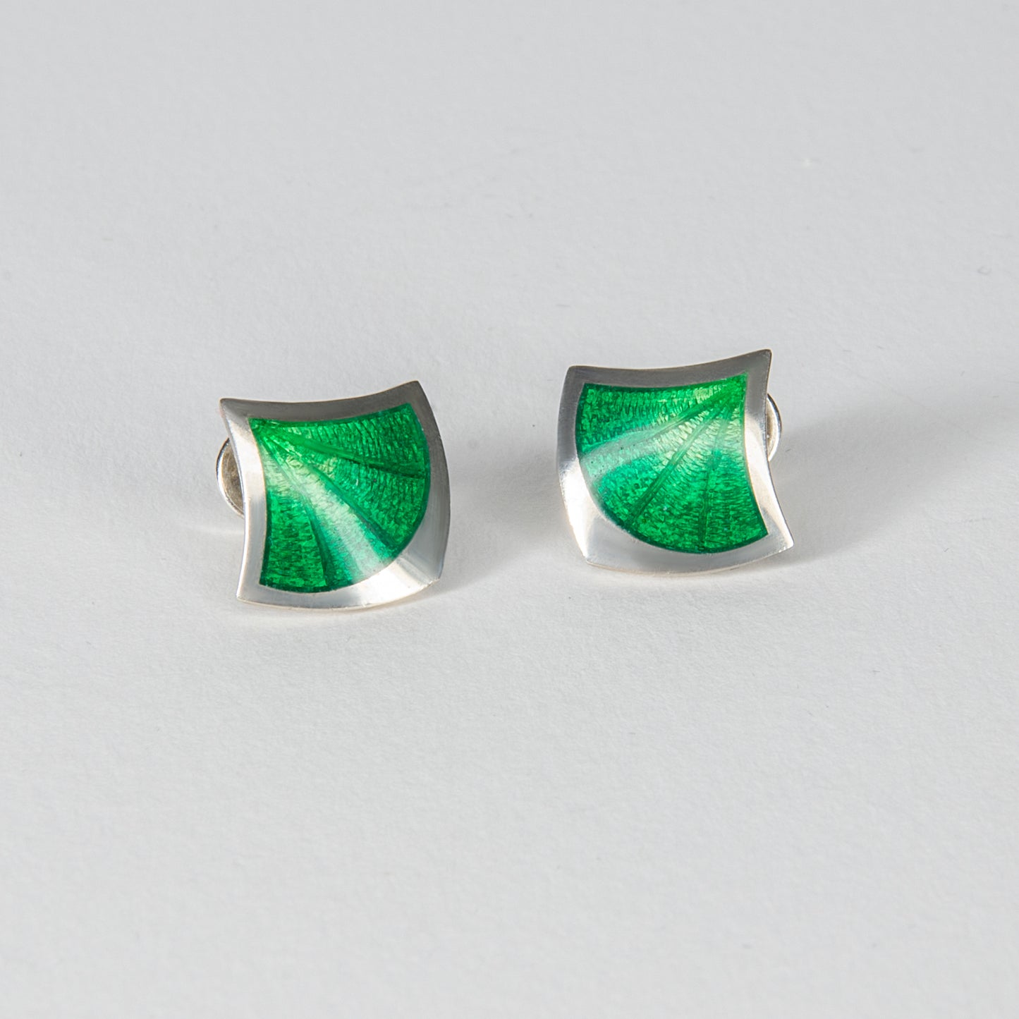 Rhombus Green Enamel Earrings