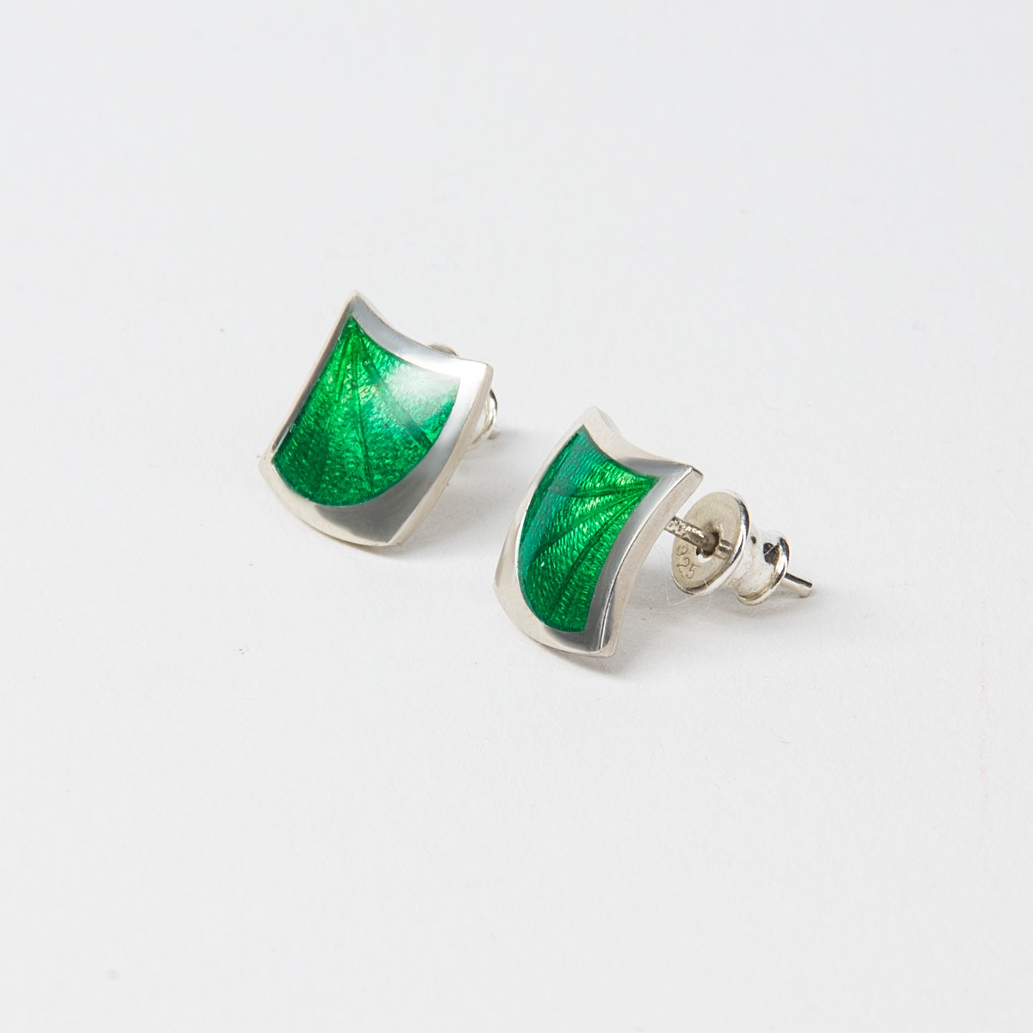 Rhombus Green Enamel Earrings